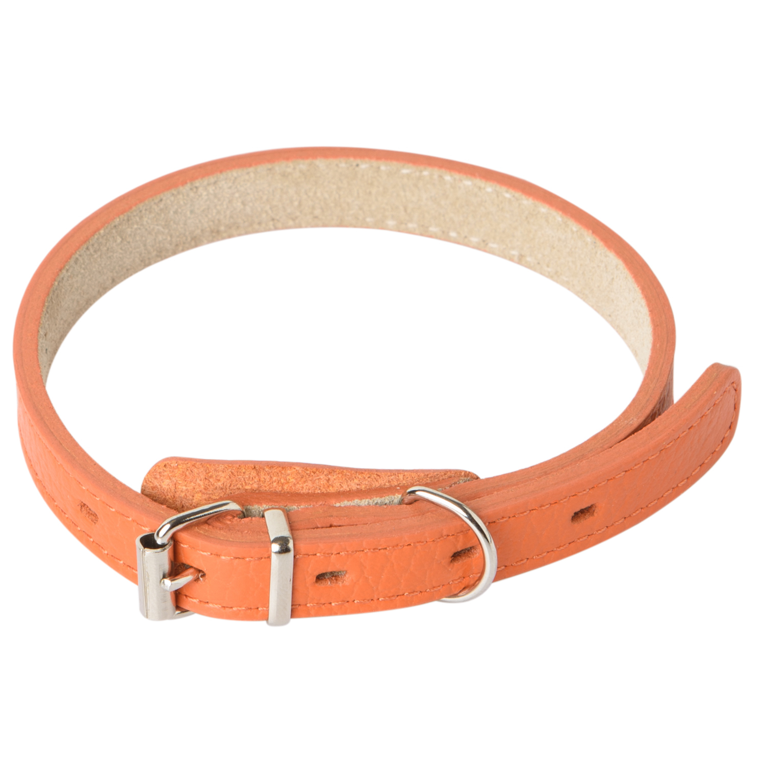 Ошейник Mr.Kranch для собак из натуральной кожи прямой 20-25см оранжевый СКИДКА 40%