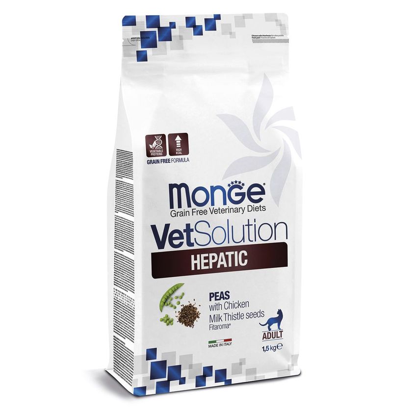 Диетический корм Monge VetSolution Cat Hepatic Гепатик для кошек при заболеваниях печени 1,5 кг