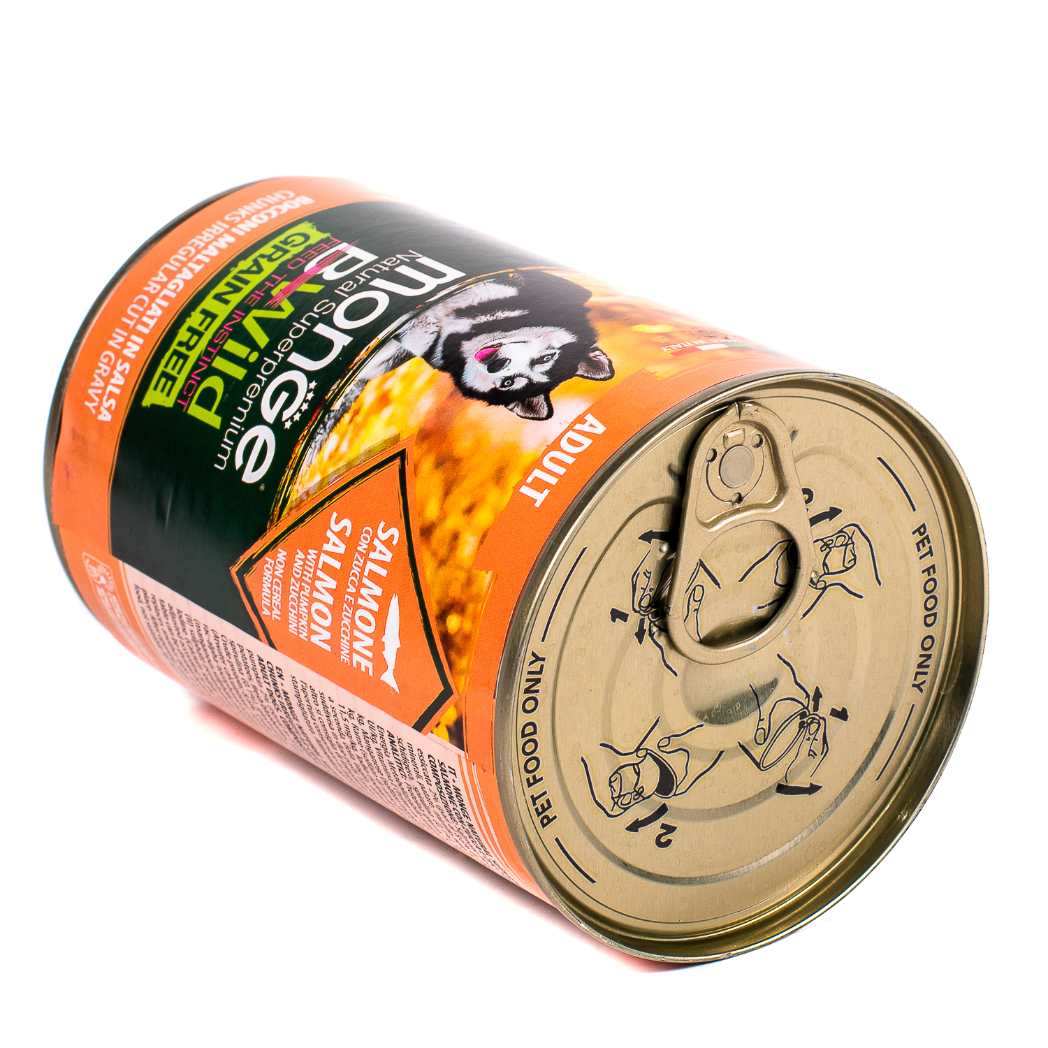Влажный корм Monge Dog BWild GRAIN FREE для взрослых собак, беззерновой, из лосося с тыквой и кабачками, консервы 400 г