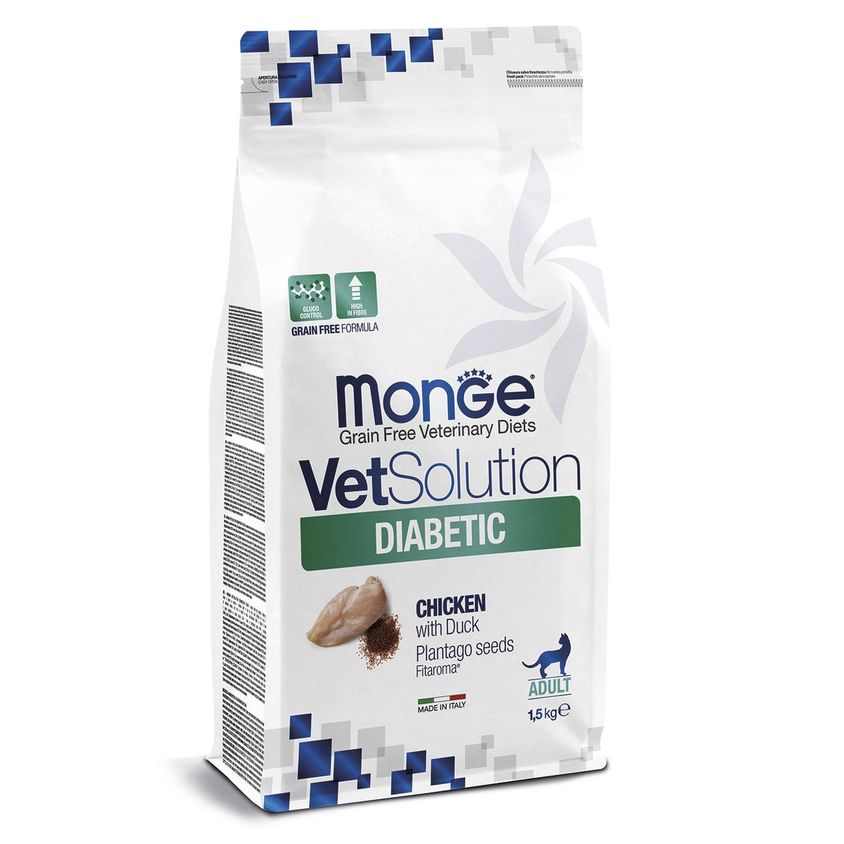 Диетический корм Monge VetSolution Cat Diabetic Диабетик для кошек при сахарном диабете 1,5 кг