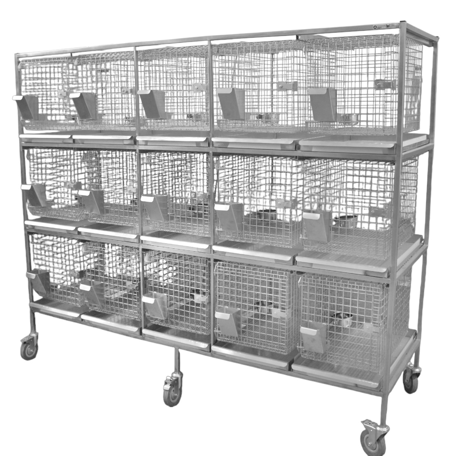 ТД ВЕТ Стеллаж с 15 подвесными клетками для лаб.кроликов 2000х500(650)х1720h