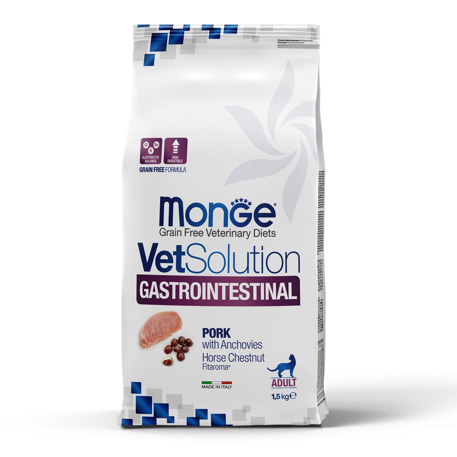 Диетический корм Monge VetSolution Cat Gastrointestinal гастро интестинал для кошек при заболеваниях ЖКТ 1,5 кг