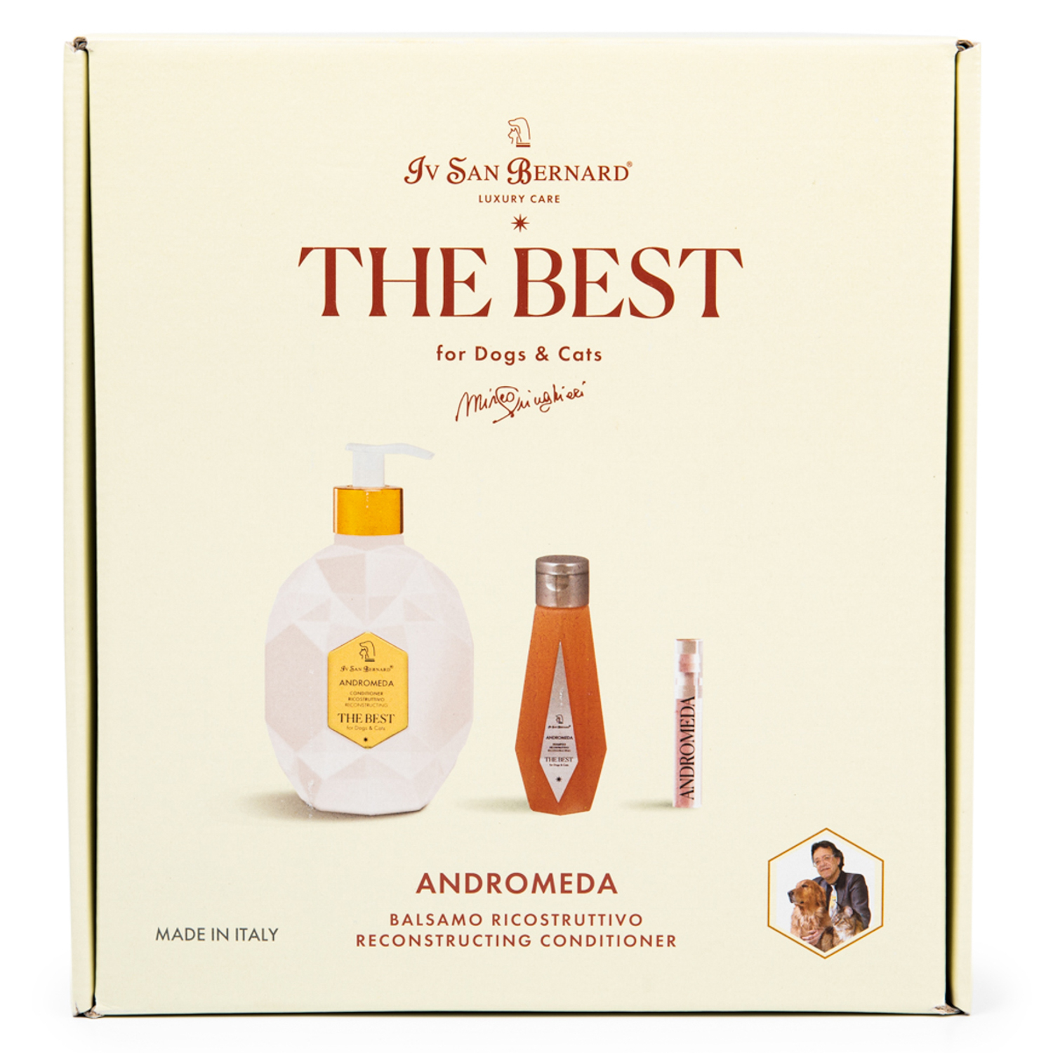 ISB The Best line Набор Andromeda кондиционер для выпадающей шерсти 500 мл, шампунь 120 мл + парфюм 2 мл в подарок СКИДКА 40%