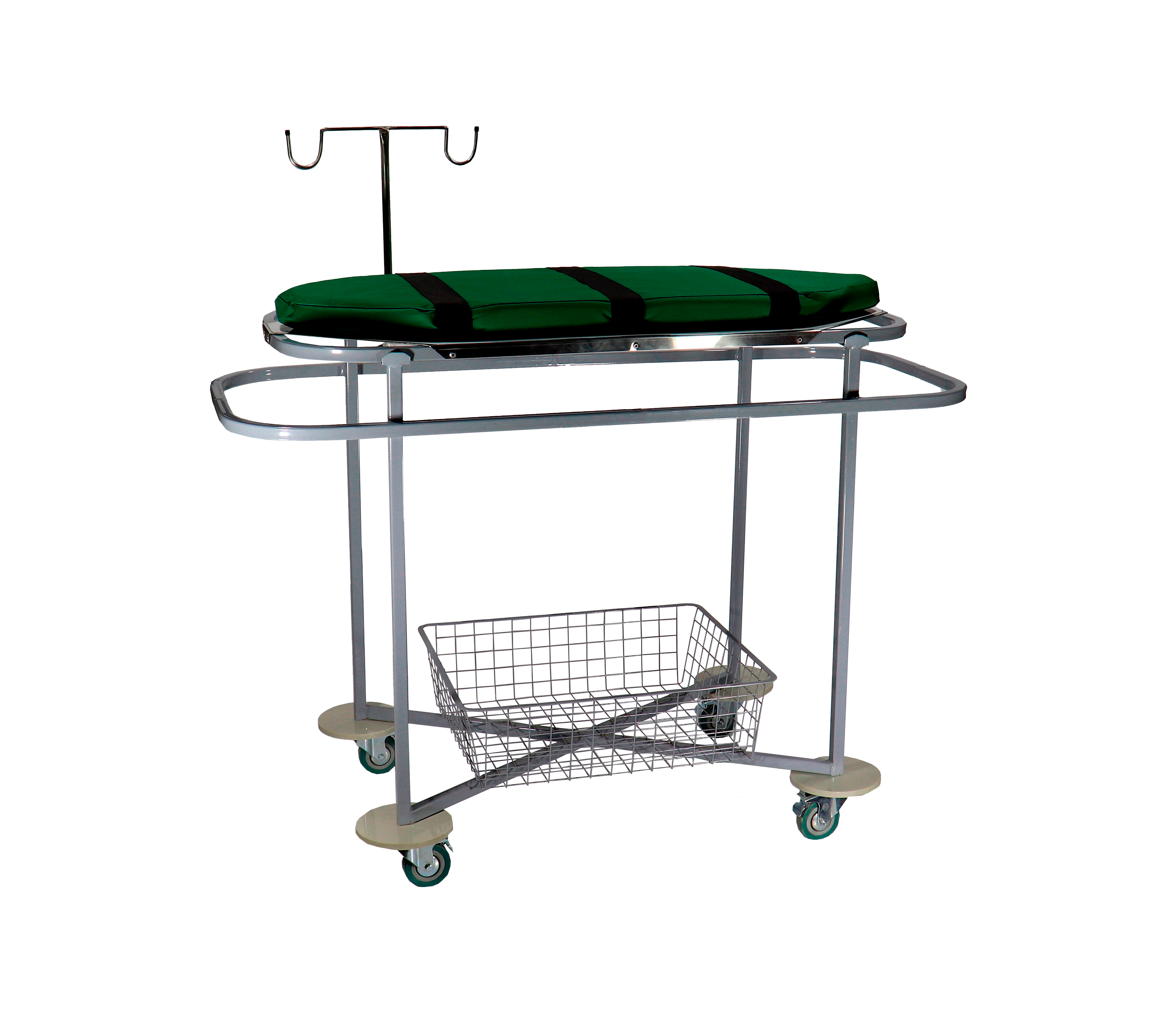 ТД ВЕТ Тележка ветеринарная СВУ-20.11 с носилками, матрацем, штативом 1200x500x900h (каркас белый)