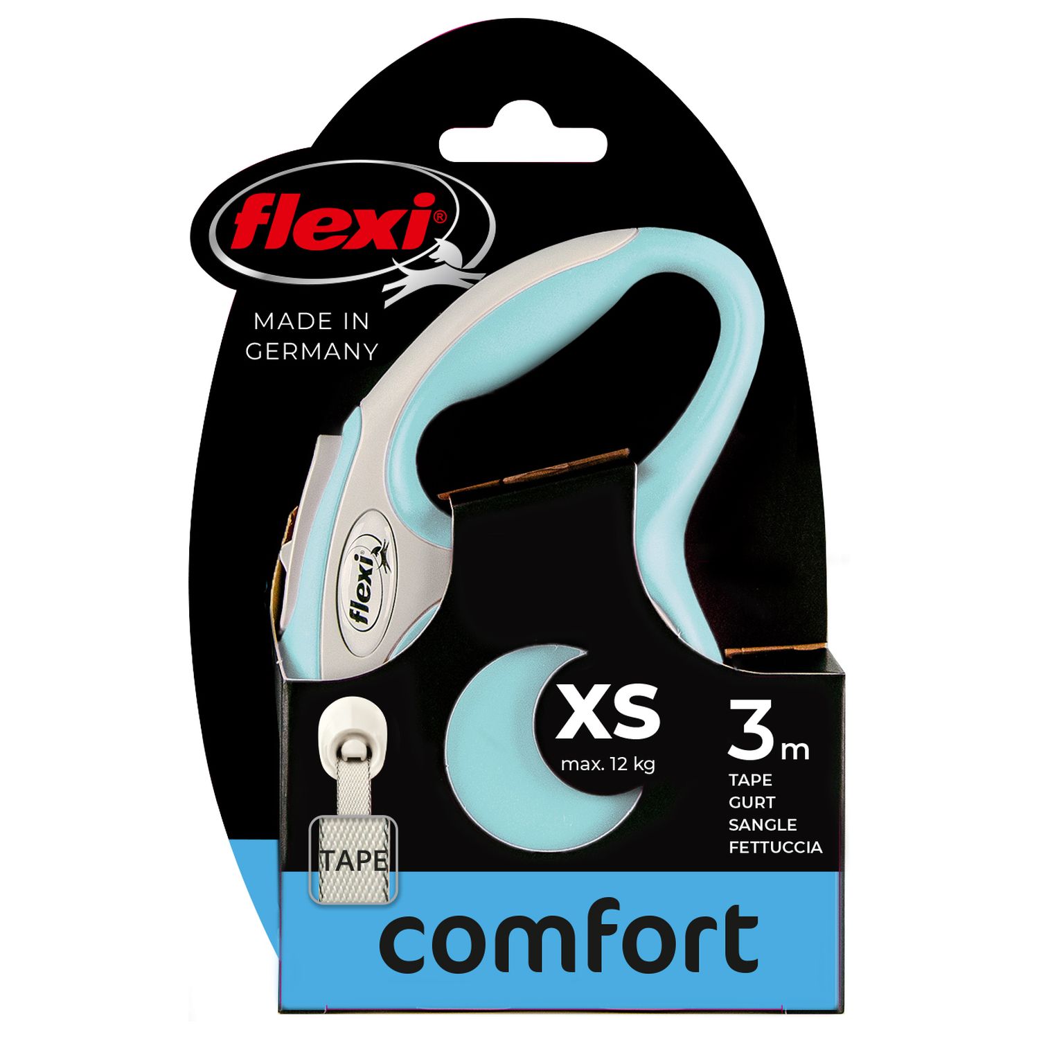 flexi рулетка NEW LINE Comfort XS (до 12 кг) лента 3 м серый/голубой