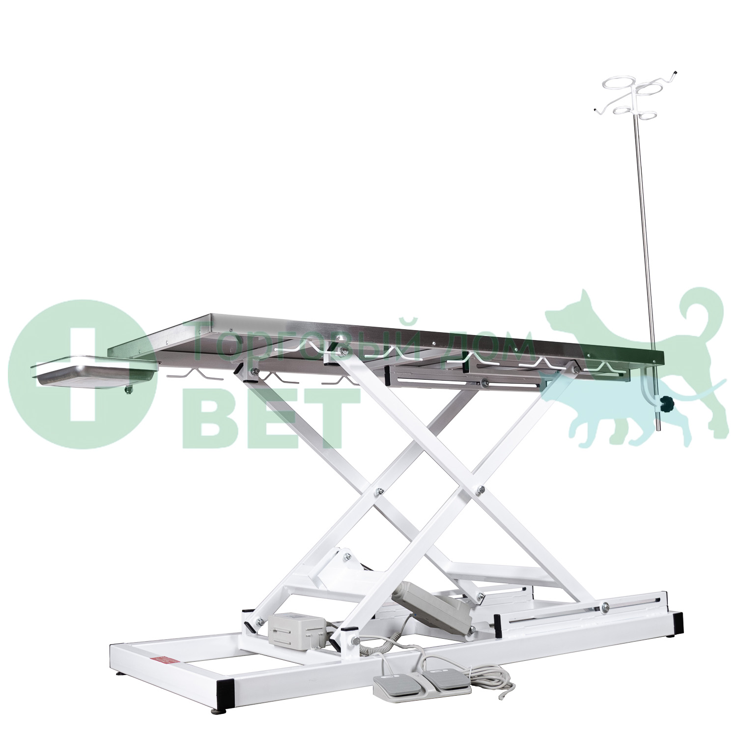 ТД ВЕТ Стол VETBOT-72.1300 без слива, со штативом, электр., 1300x600x(330- 1050)h мм (каркас белый, пульт ручной)