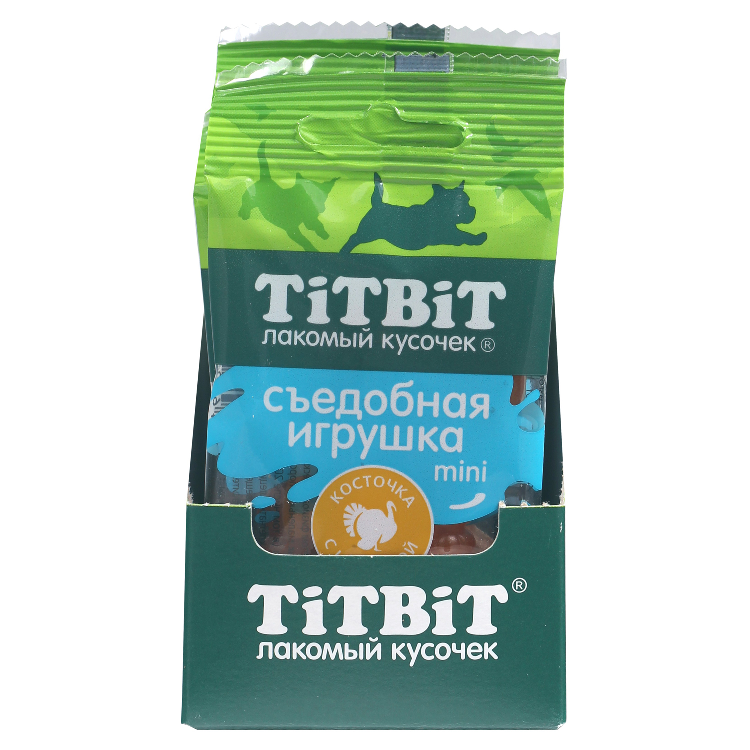 Лакомство TiTBiT Съедобная игрушка косточка с индейкой Mini для собак 20 г