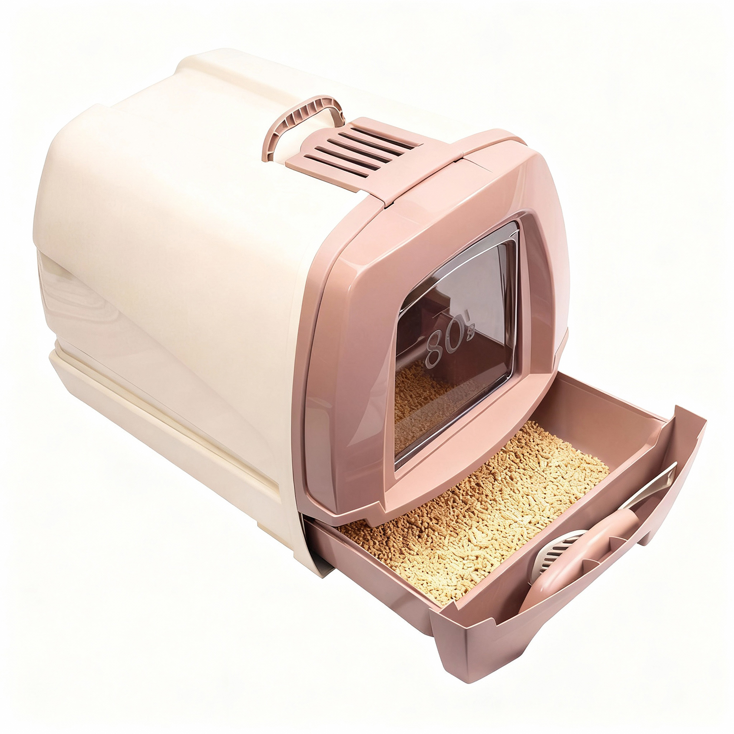 Био-туалет MPS 80'S MAXI для крупных кошек с выдвижным лотком 62х47х49см, бежевый