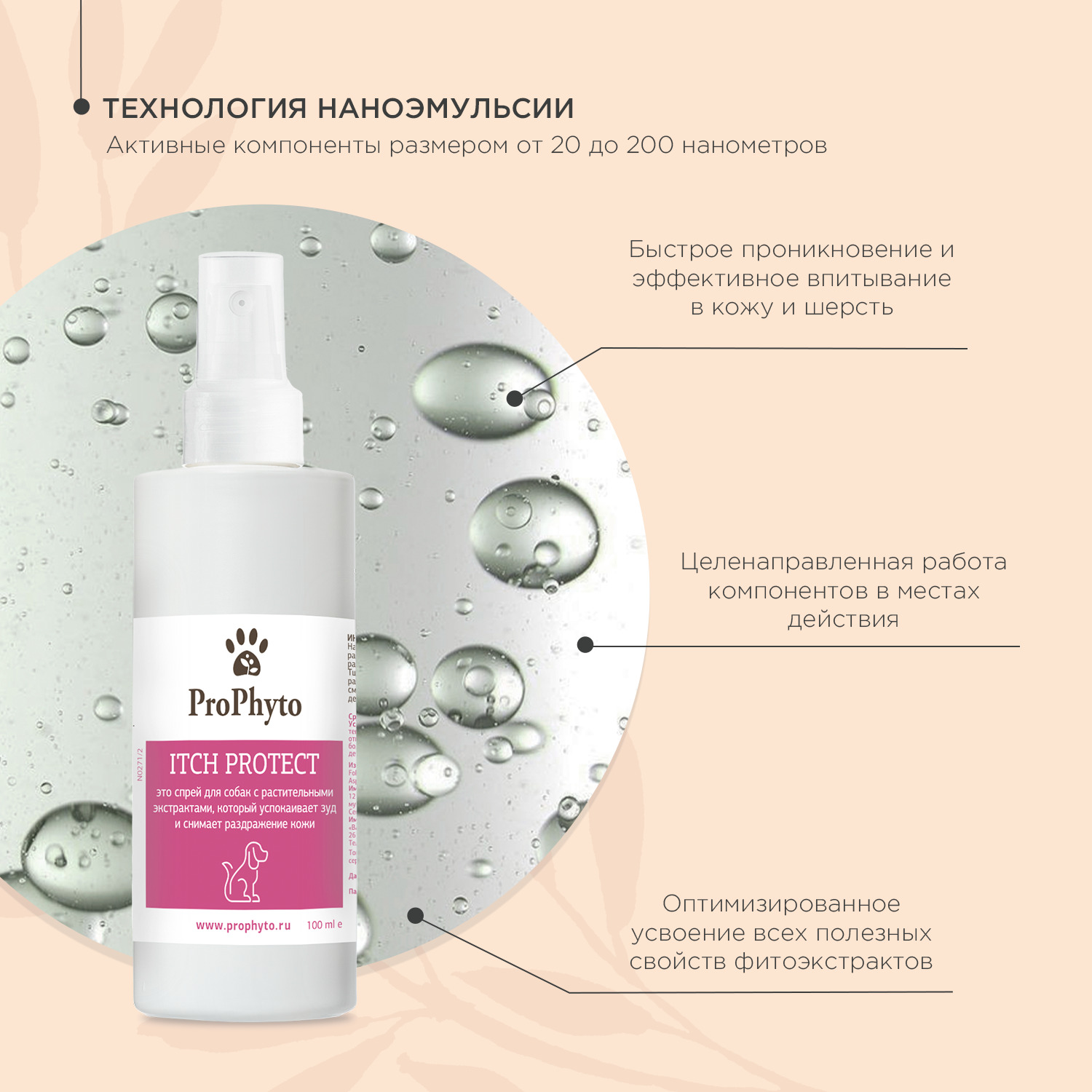 Спрей ProPhyto ITCH PROTECT для кожи собак, противозудный, 100 мл