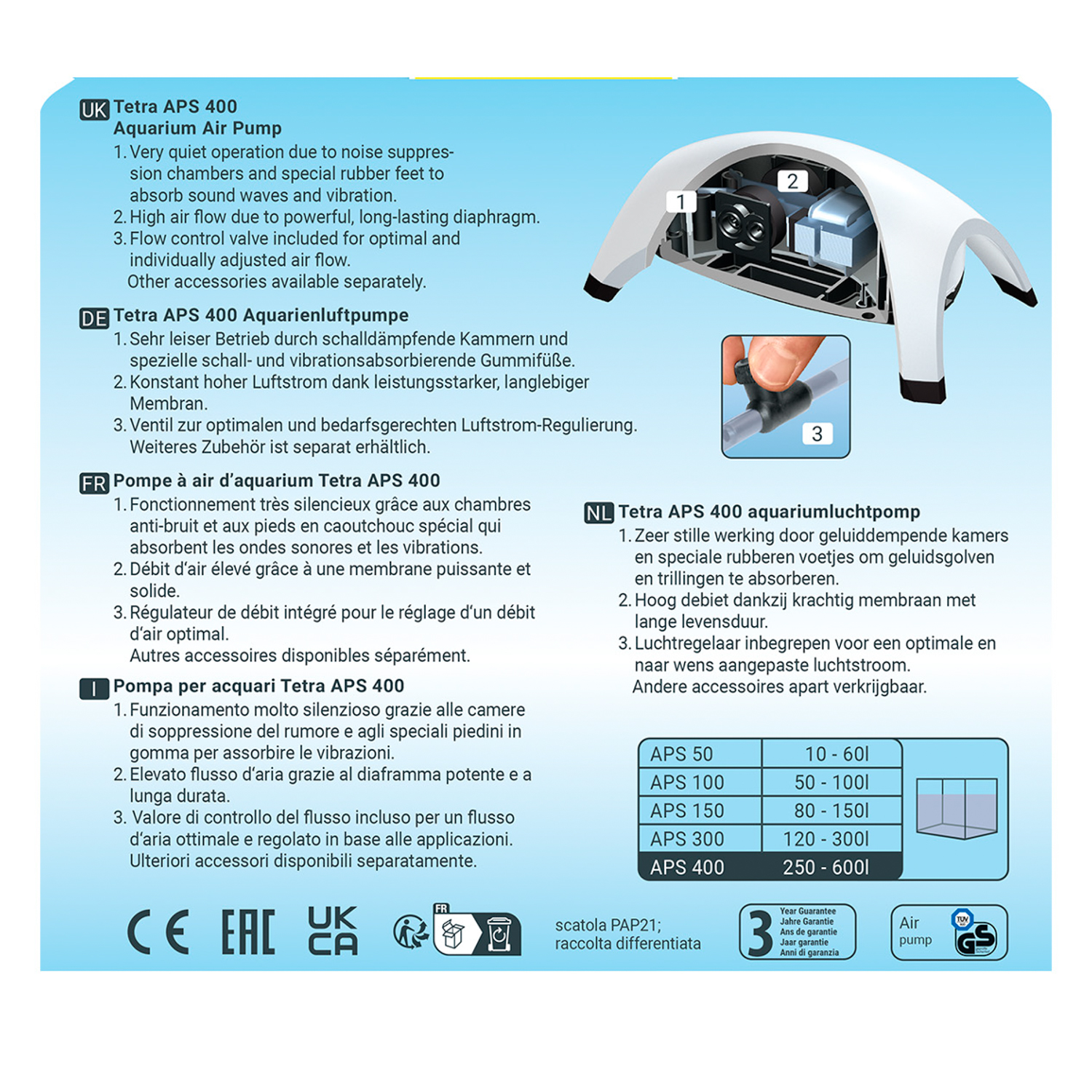 Tetra AРS 400 компрессор для аквариумов 250-600 л белый СКИДКА 40%