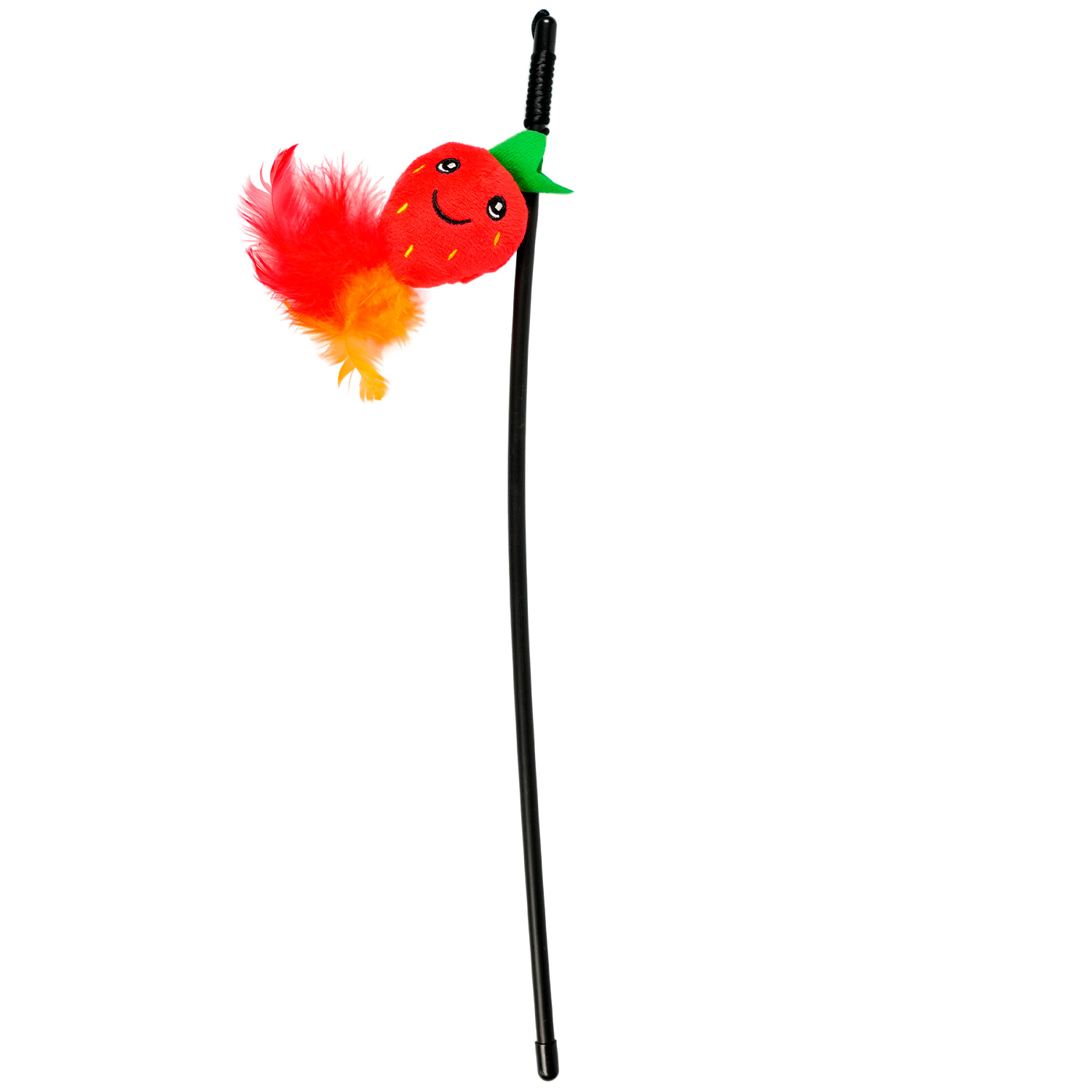 Игрушка-дразнилка Mr.Kranch для кошек Клубничка плюшевая с кошачьей мятой и перышками 17 см красная