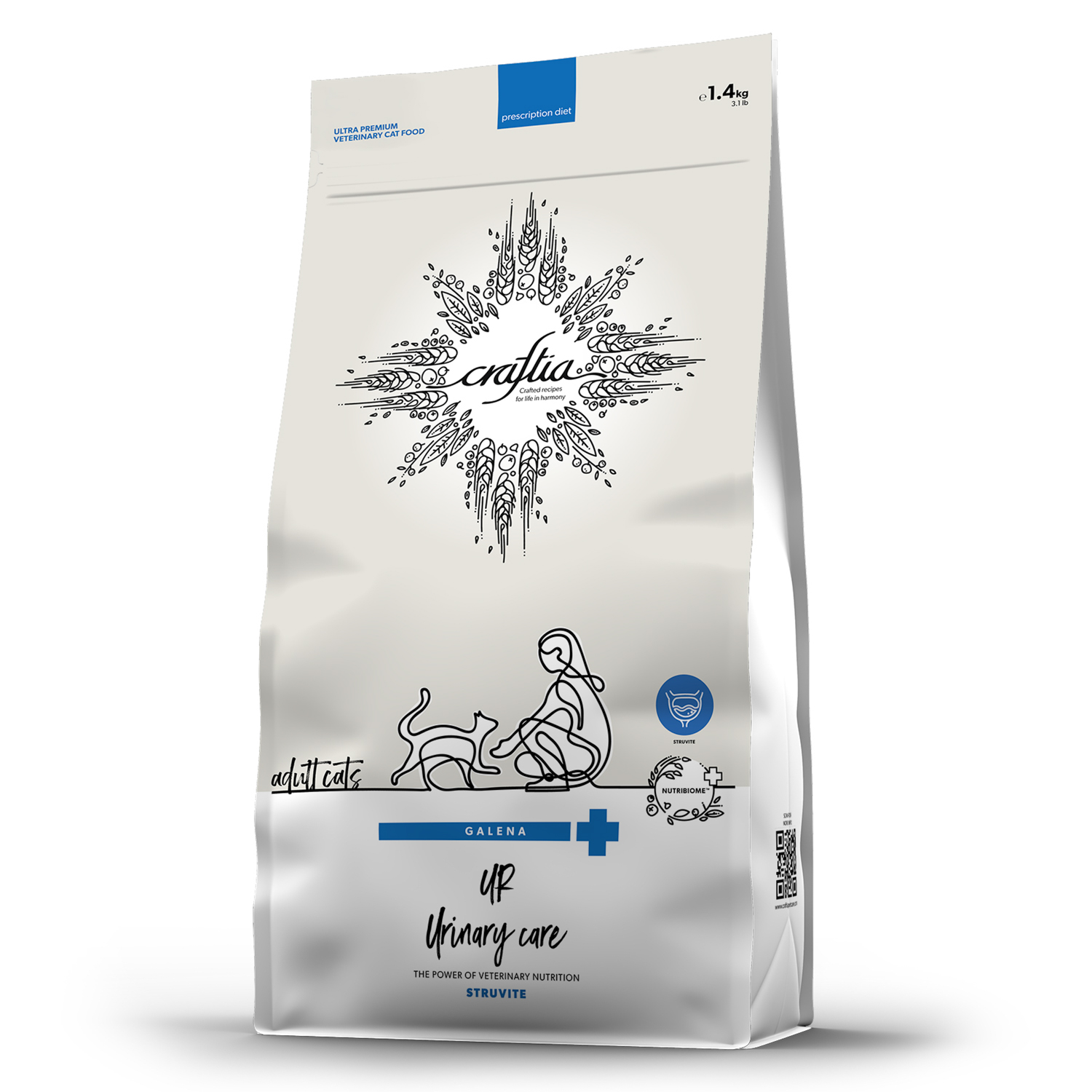 Ветеринарная диета CRAFTIA GALENA CAT URINARY CARE Уринари для кошек для растворения струвитных камней 1,4 кг