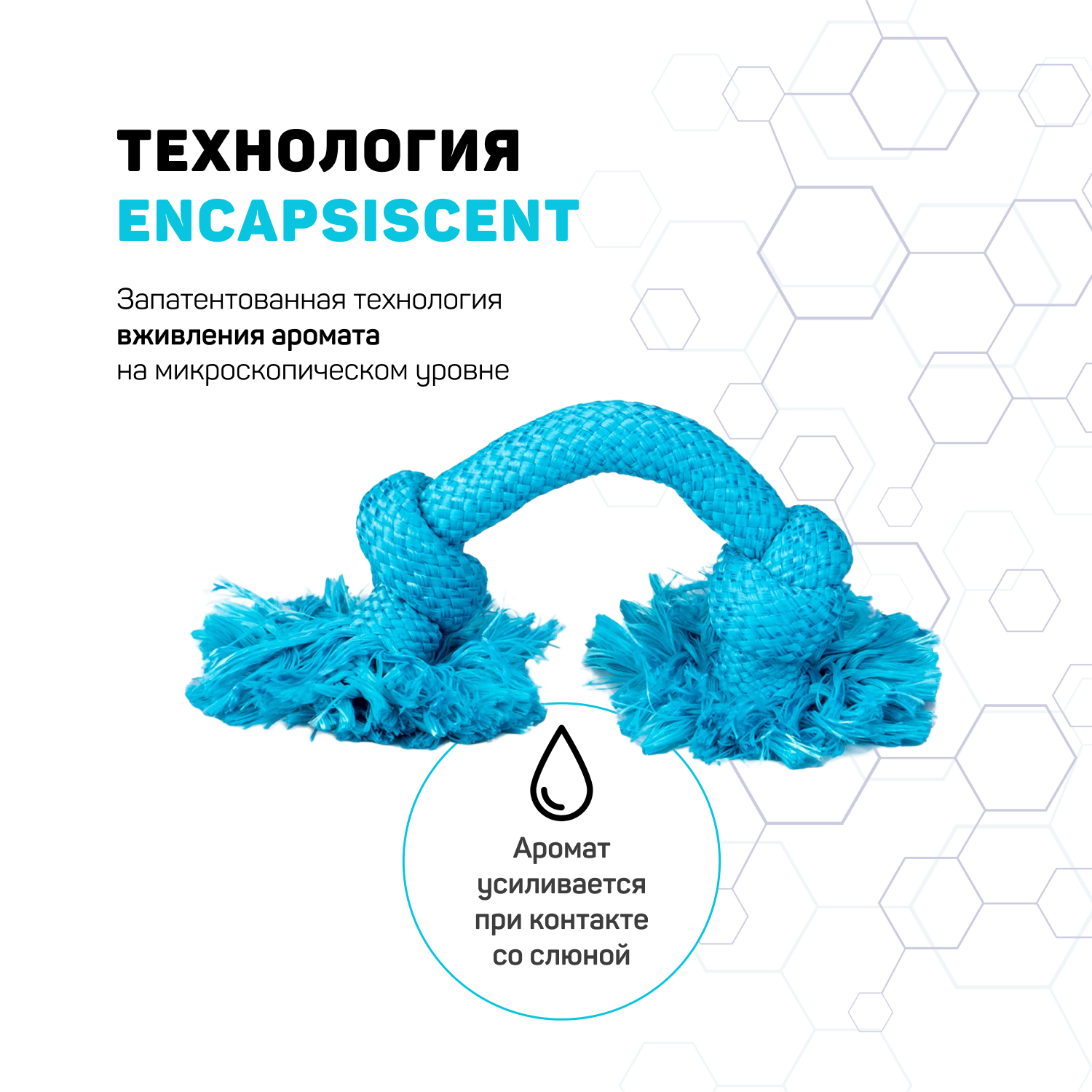 Playology жевательный канат DRI-TECH ROPE для собак средних пород с ароматом арахиса, средний, цвет голубой СКИДКА 50%