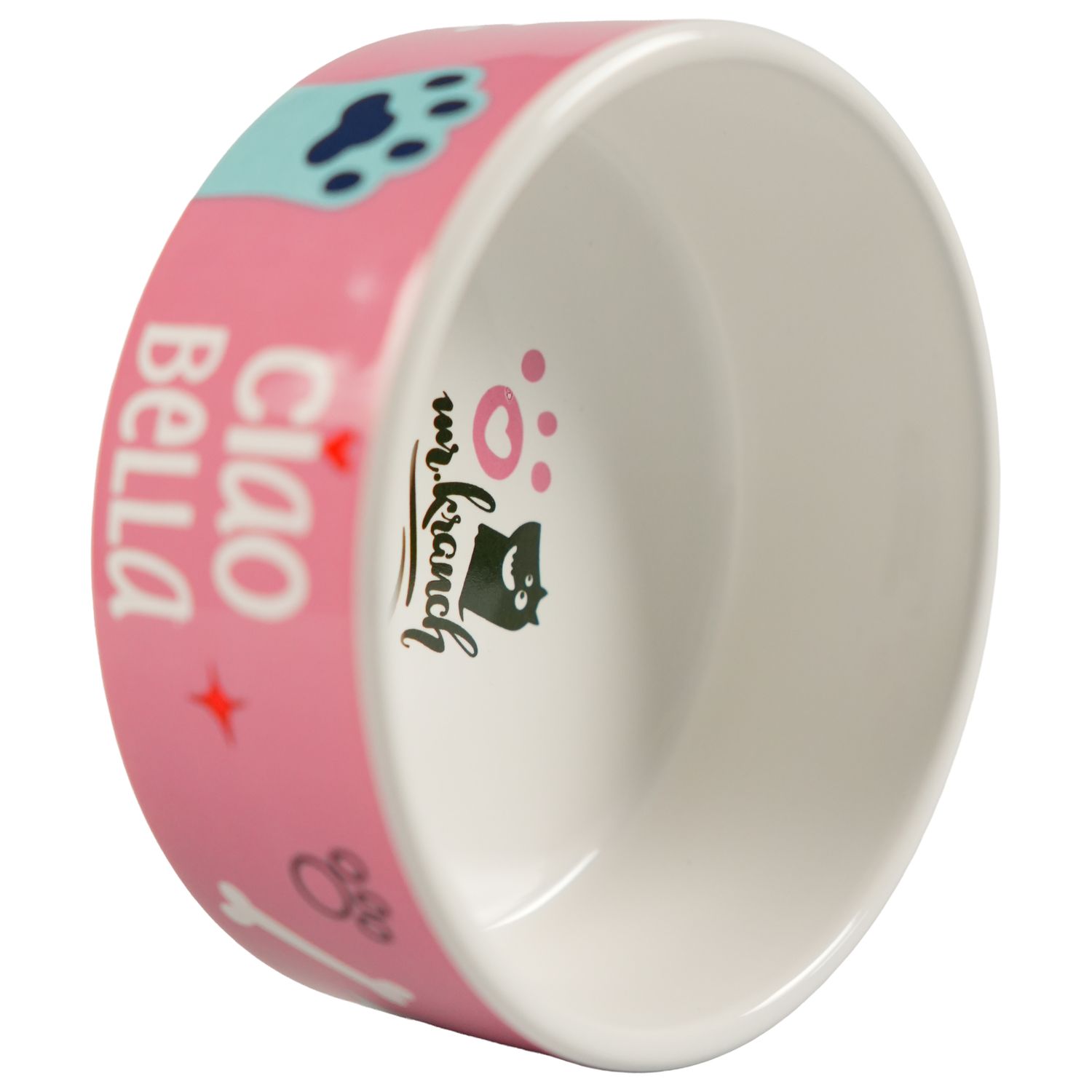 Миска Mr.Kranch керамическая для собак 420 мл Чао Белла розовая