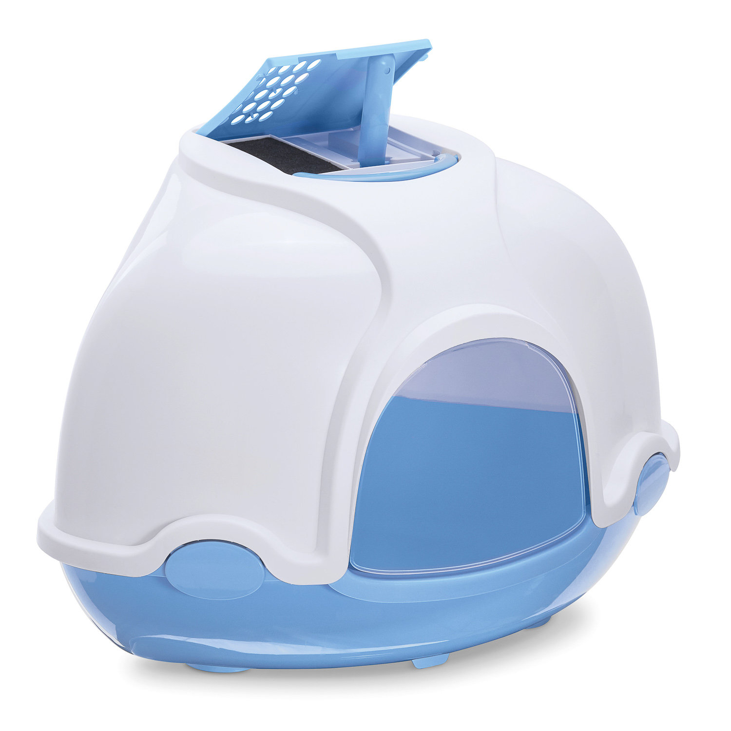 IMAC био-туалет для кошек угловой GINGER 52х52х44,5h см, голубой СКИДКА 40%