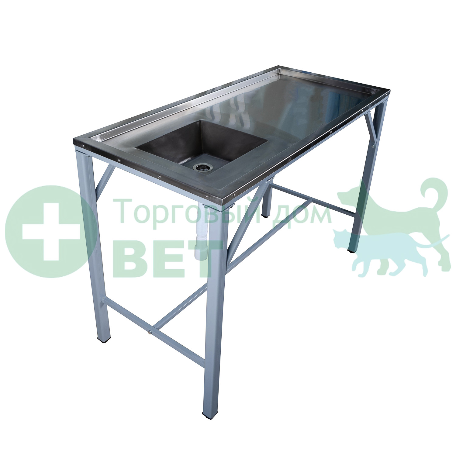 ТД ВЕТ Стол стоматологический VETBOT-76.00, 1300х600х800 мм, каркас белый, (без полки)