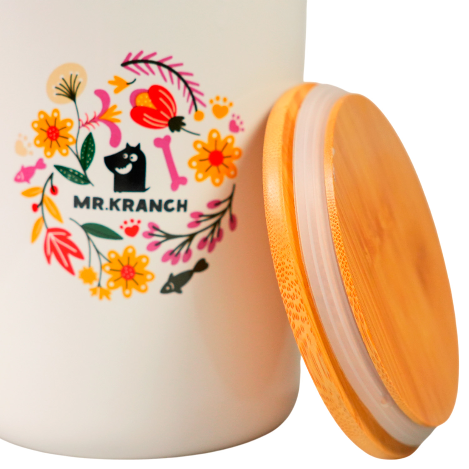 Бокс Mr.Kranch керамический для хранения корма для собак Цветы Прованса 1900 мл розовый