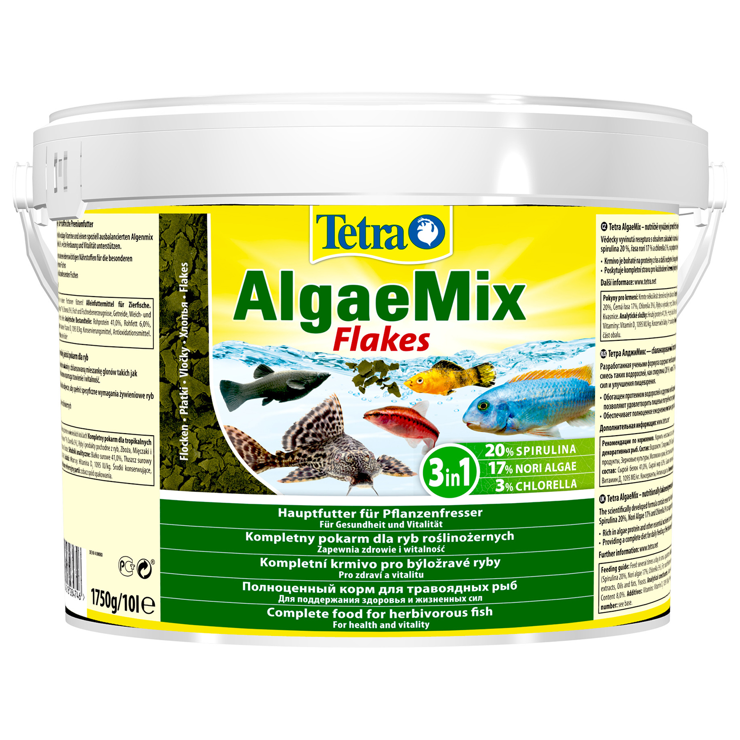 Tetra Algae Mix корм для растительноядных видов рыб,10 л (ведро)