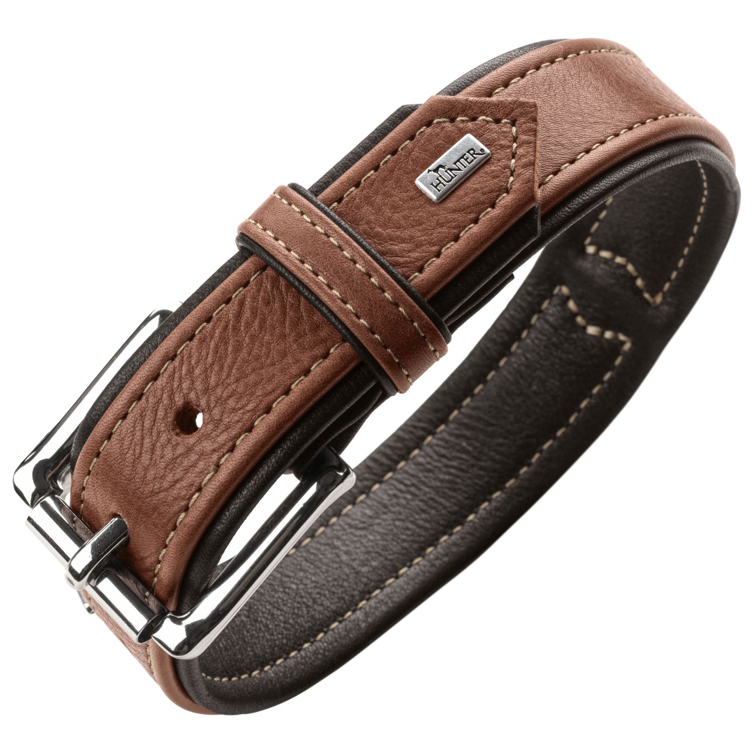Ошейник Hunter Canadian UP для собак, обхват 42-48 см, длина 55 см, коньячно-черный