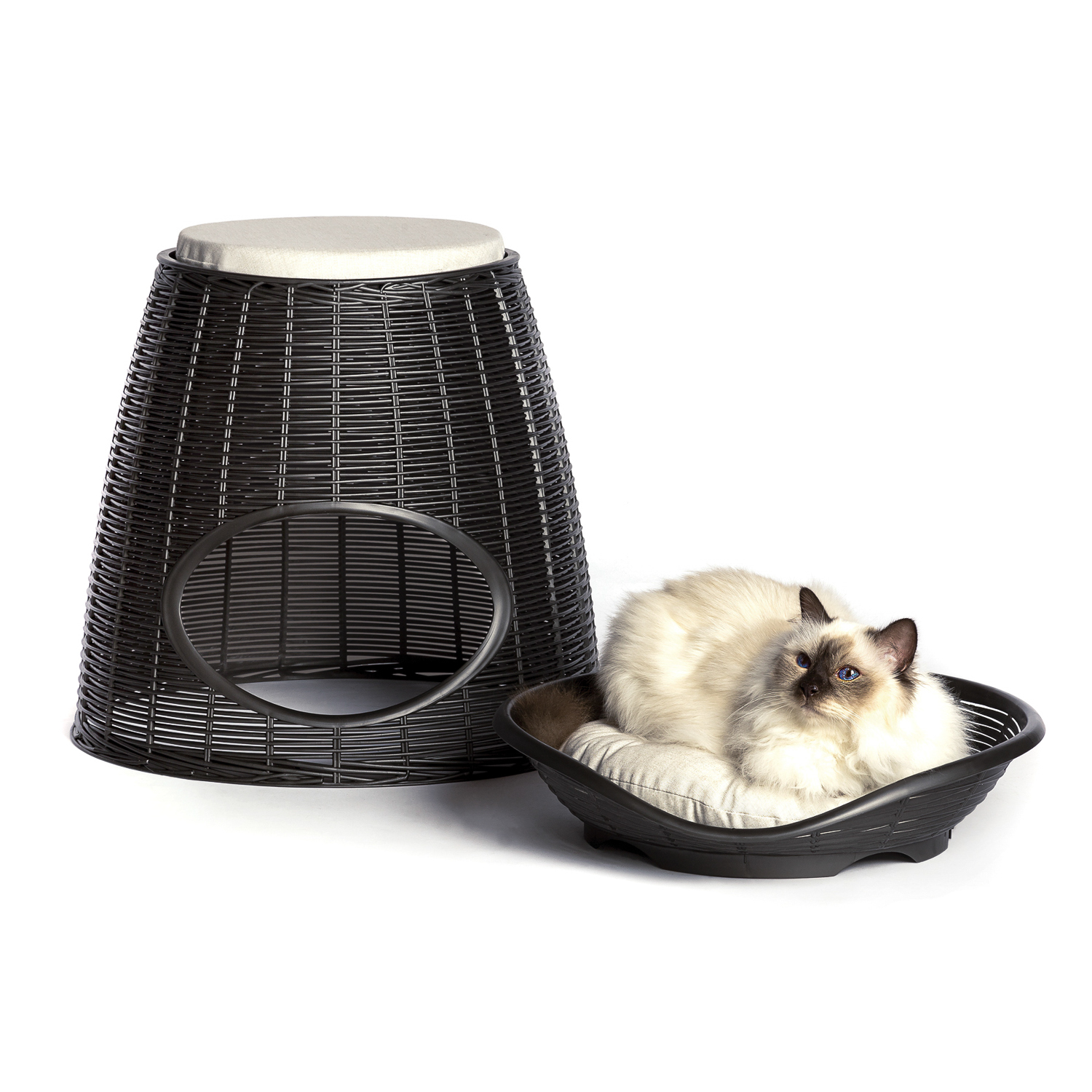 BAMA PET домик для кошек PASHA 52х60х46/55h см, с подушечками, коричневый СКИДКА 50%