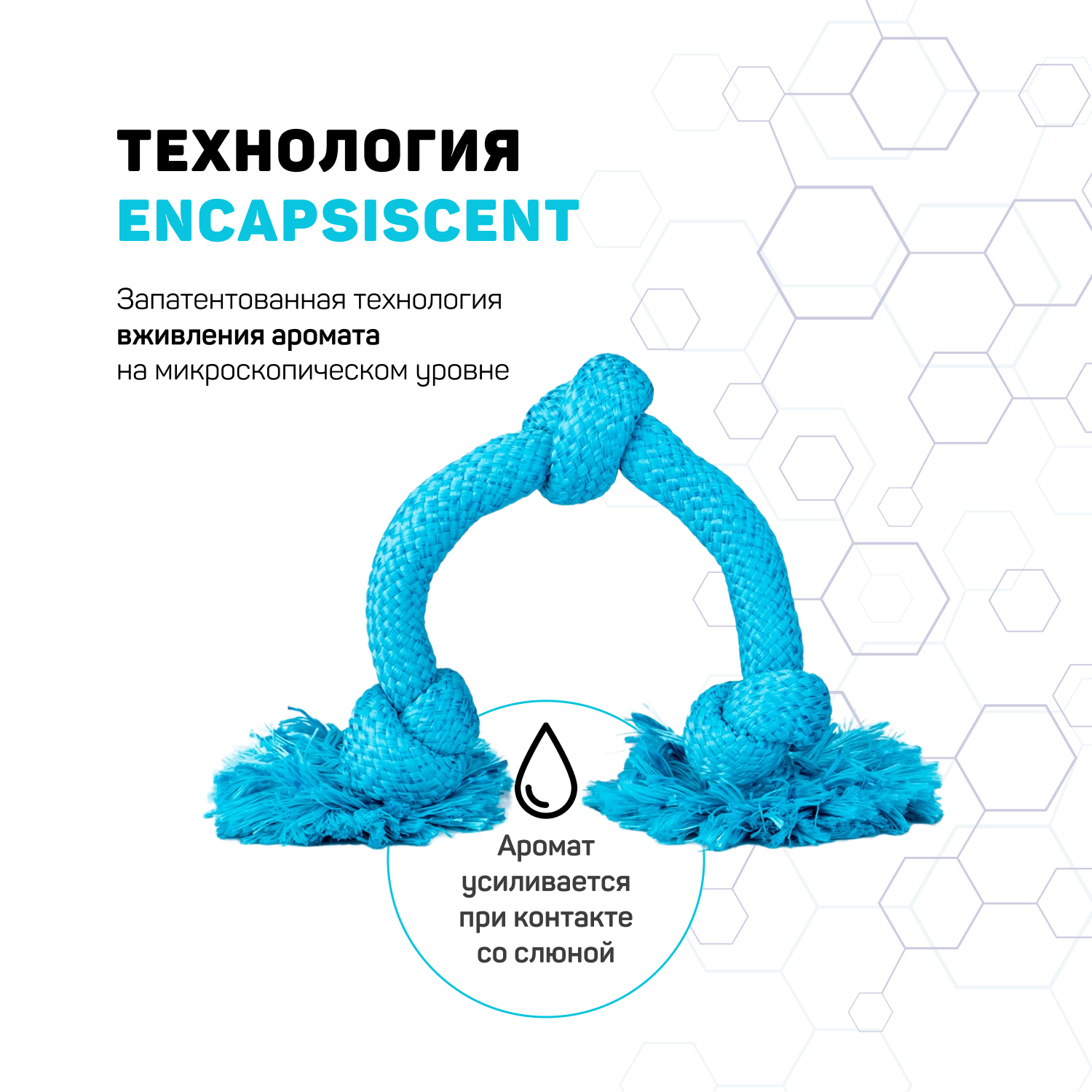 Playology жевательный канат DRI-TECH ROPE для собак средних и крупных пород с ароматом арахиса, большой, цвет голубой СКИДКА 50%