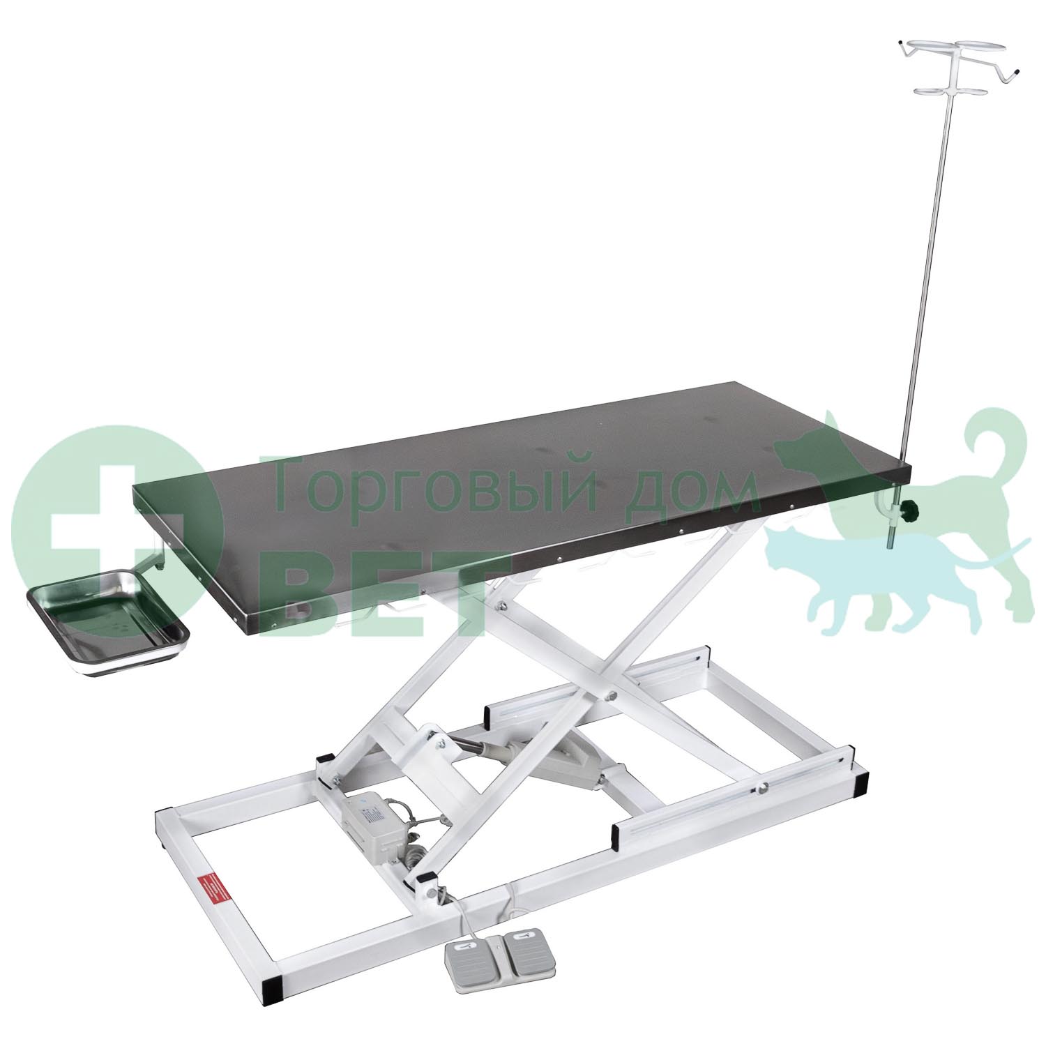 ТД ВЕТ Стол ветеринарный VETBOT-72.1500 без слива, со штативом, электропривод, 1500x600x(330- 1050)h мм (каркас серый, пульт ножной 1п)