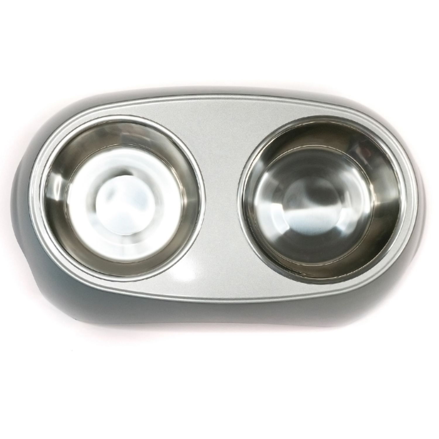 Миска SuperDesign на меламиновой подставке двойная Металлик 2х700 мл, белая СКИДКА 50%