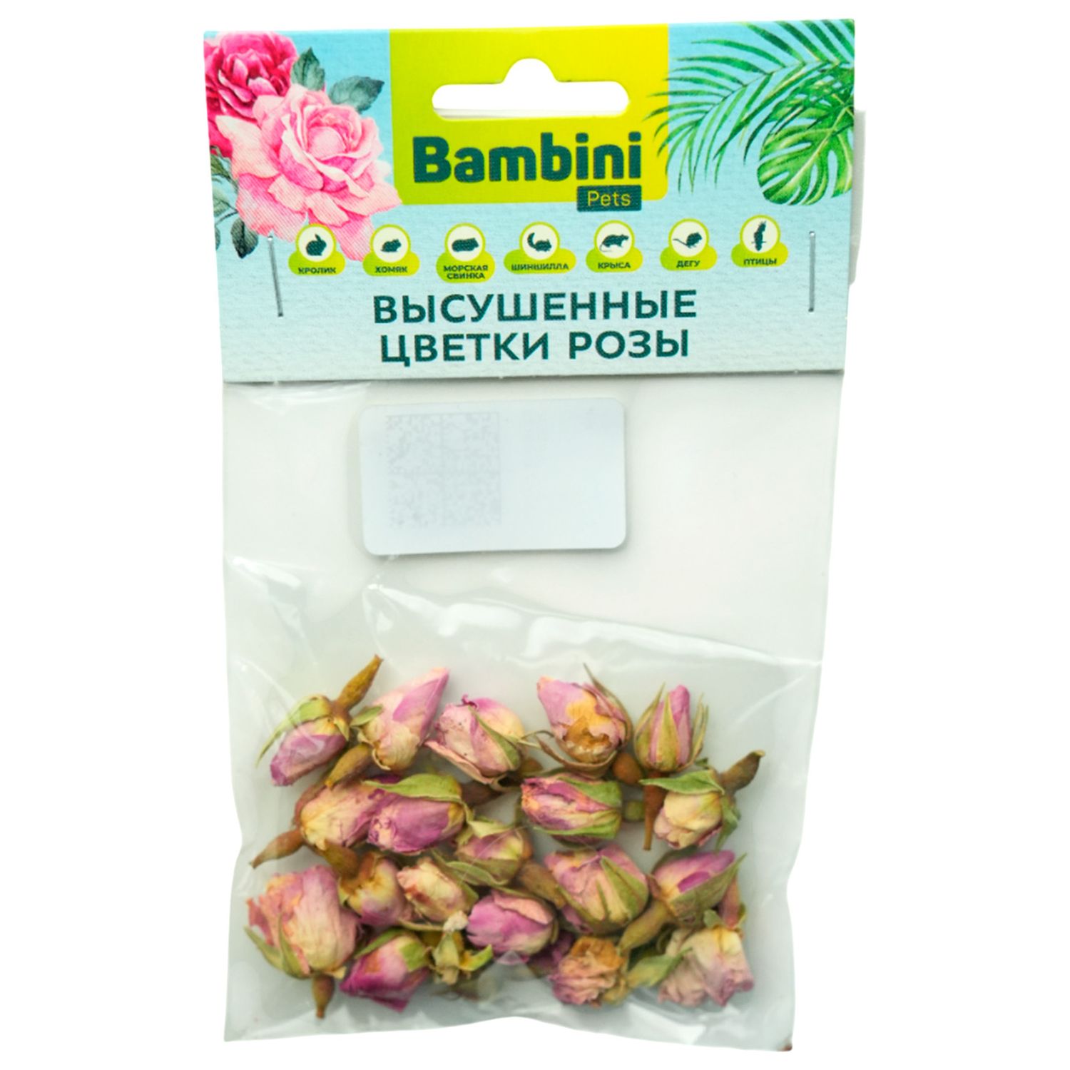Лакомство Bambini Pets высушенные цветы розы для грызунов и кроликов, 10 г.