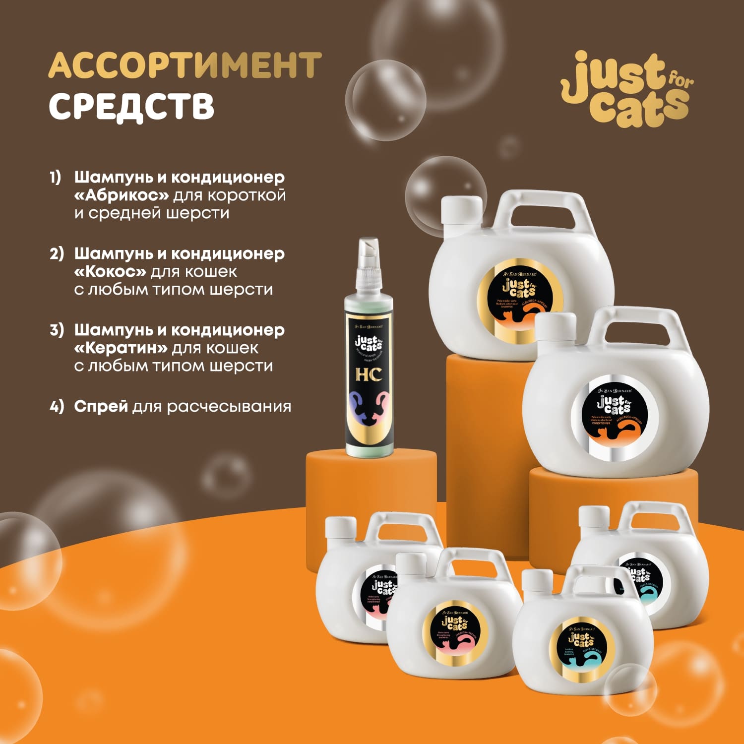 ISB Just for cats Apricot Шампунь для короткой и средней шерсти 1000 мл