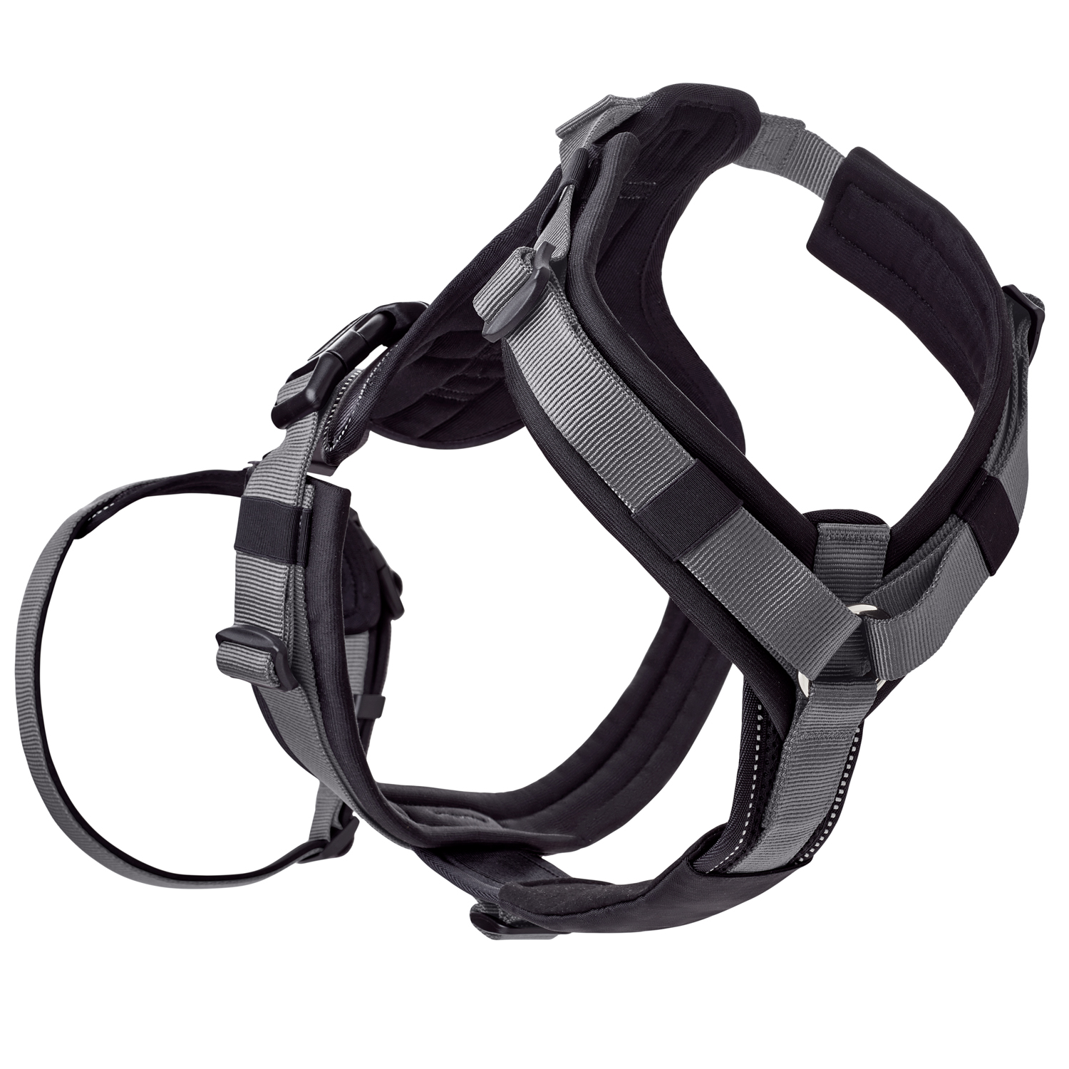 Hunter шлейка для собак Safety Maldon M-L (57-98 / 60-91 / 2,5 см) с ручкой, нейлон, черный/серый СКИДКА 50%