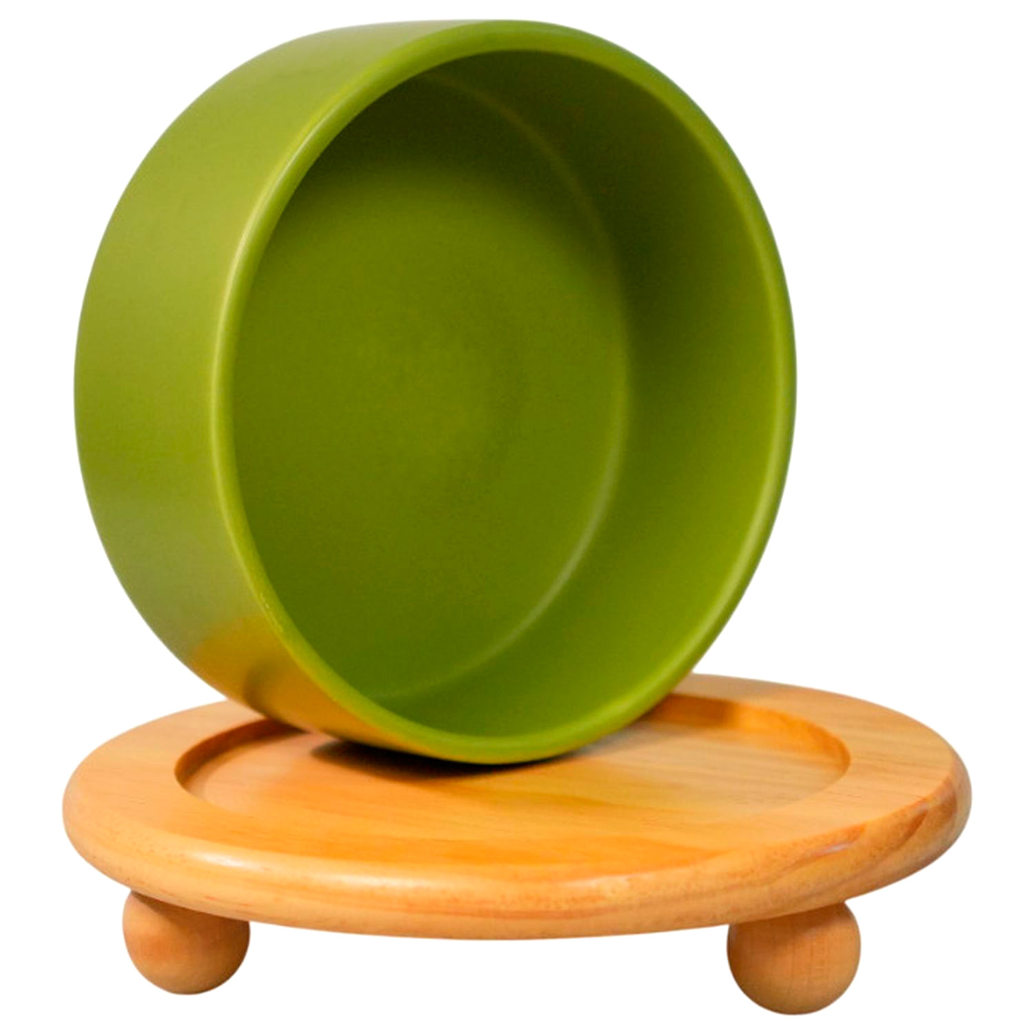 Миска Mr.Kranch Bamboo керамическая зеленая на бамбуковой подставке 850 мл