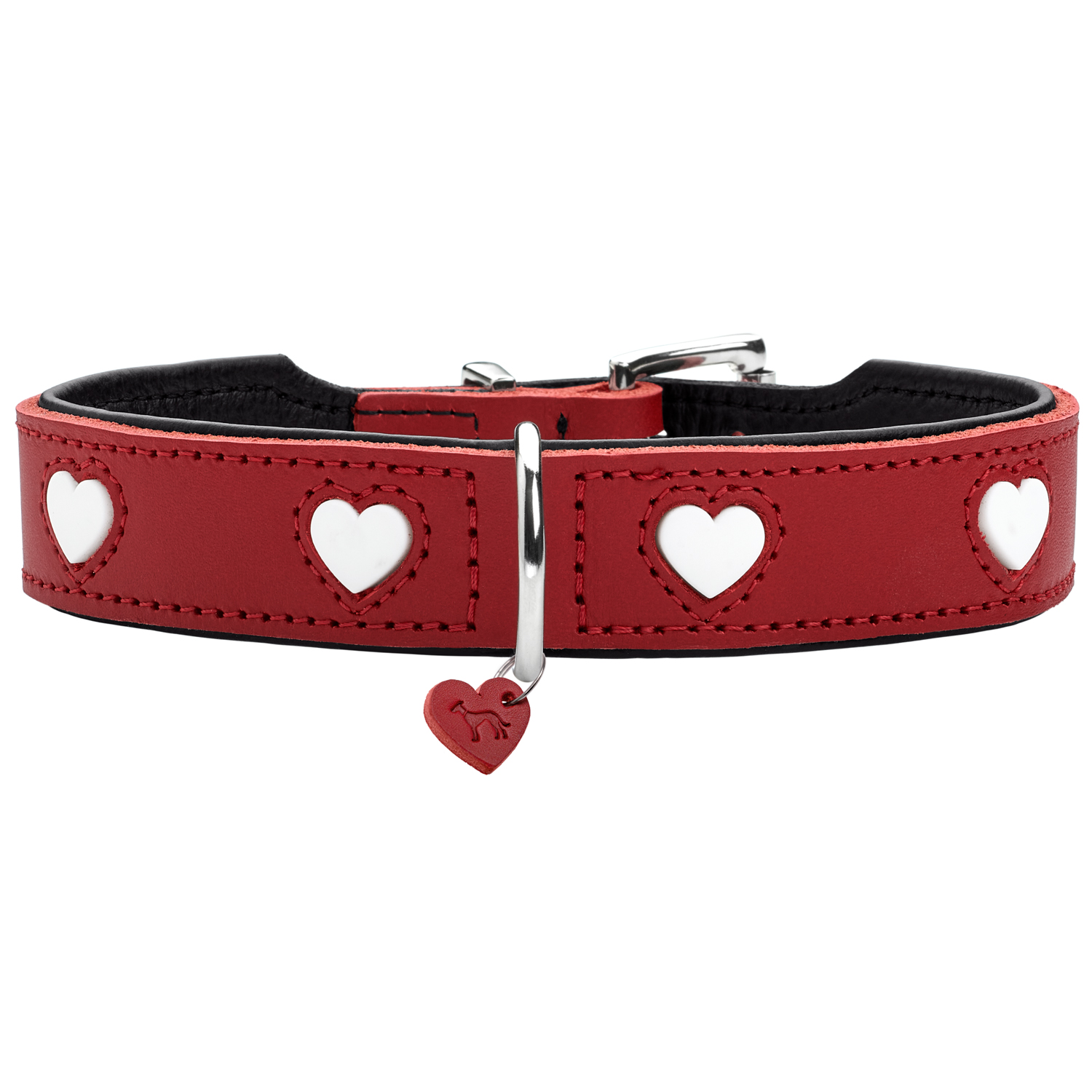 Hunter ошейник для собак Love XS-S (30-34 см) натуральная кожа красный/белый СКИДКА 50%