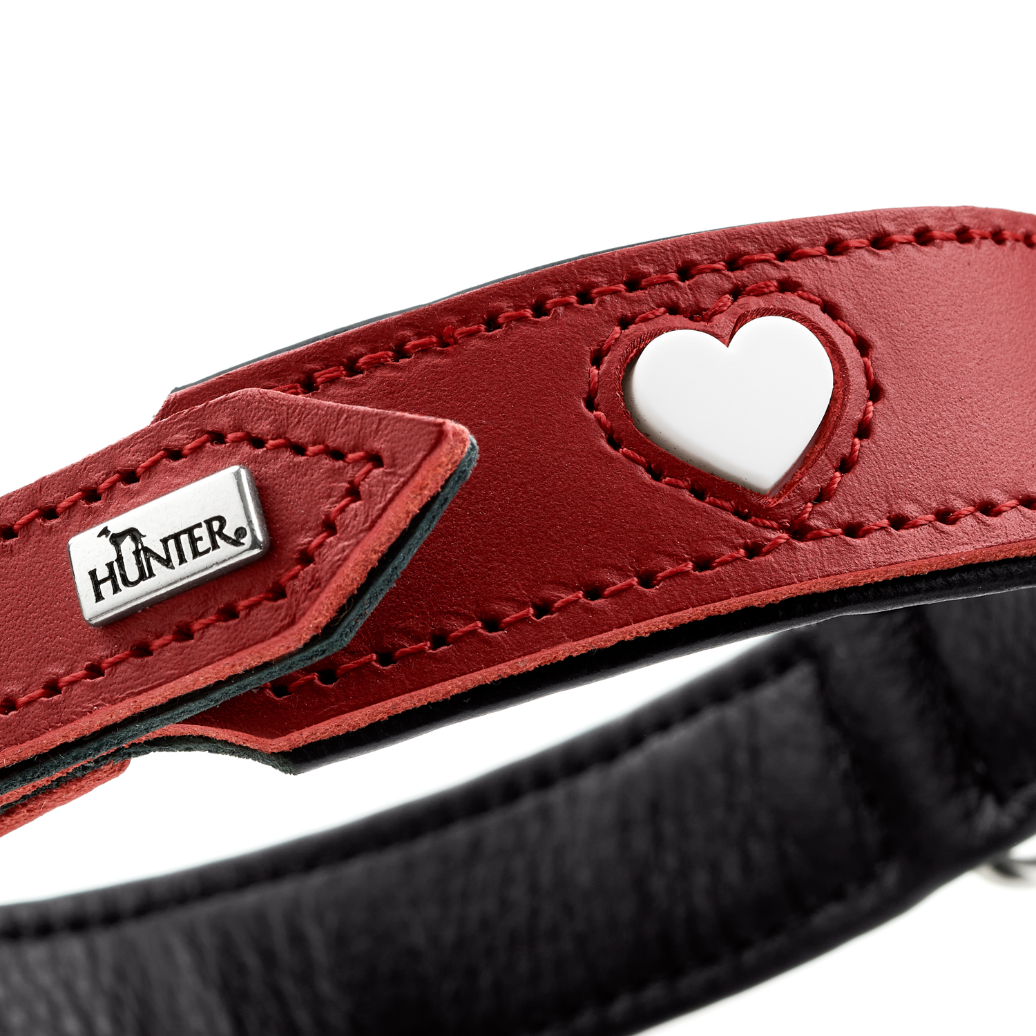 Hunter ошейник для собак Love XS-S (30-34 см) натуральная кожа красный/белый СКИДКА 50%