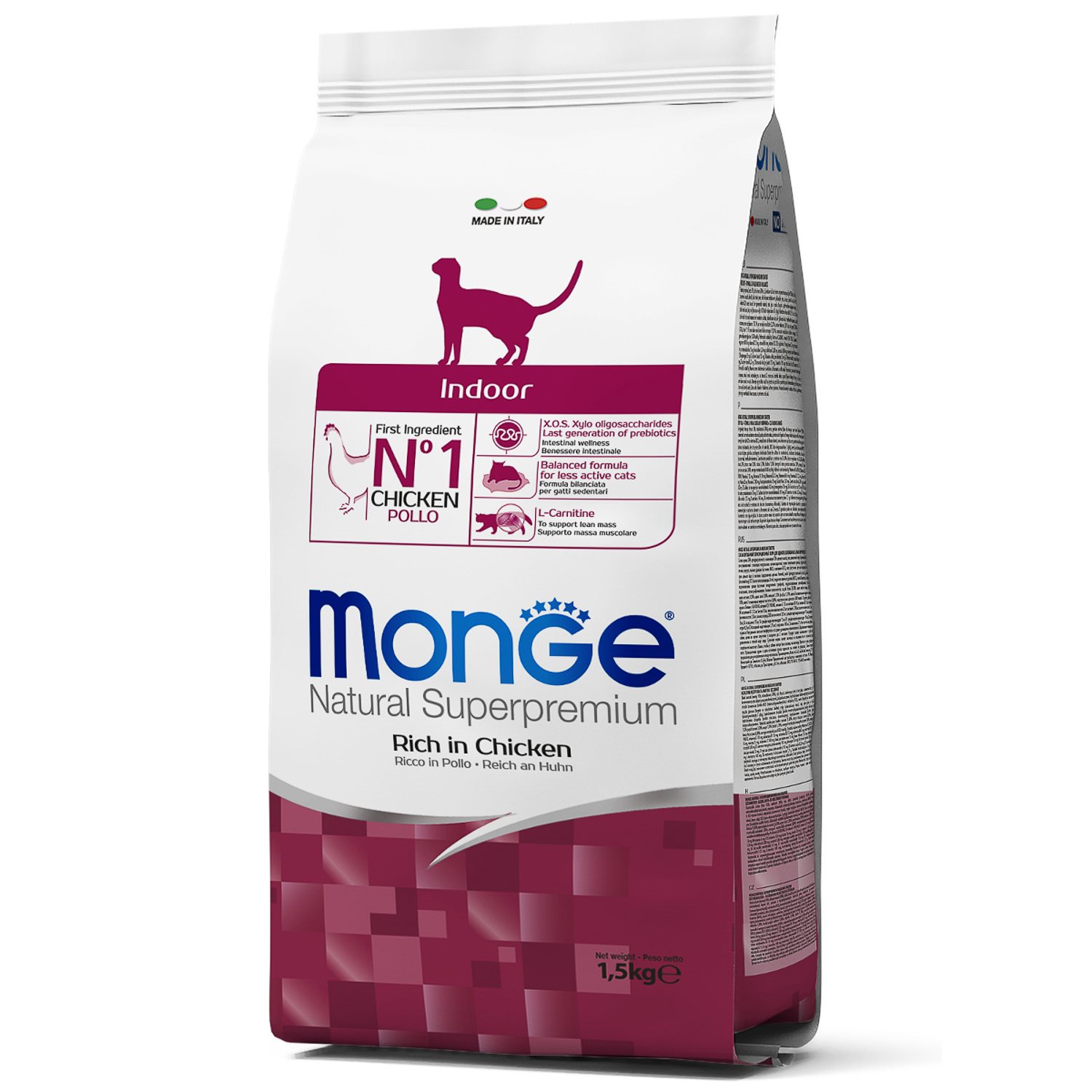 Сухой корм Monge Cat Daily Line Indoor для домашних кошек, из курицы 1,5 кг