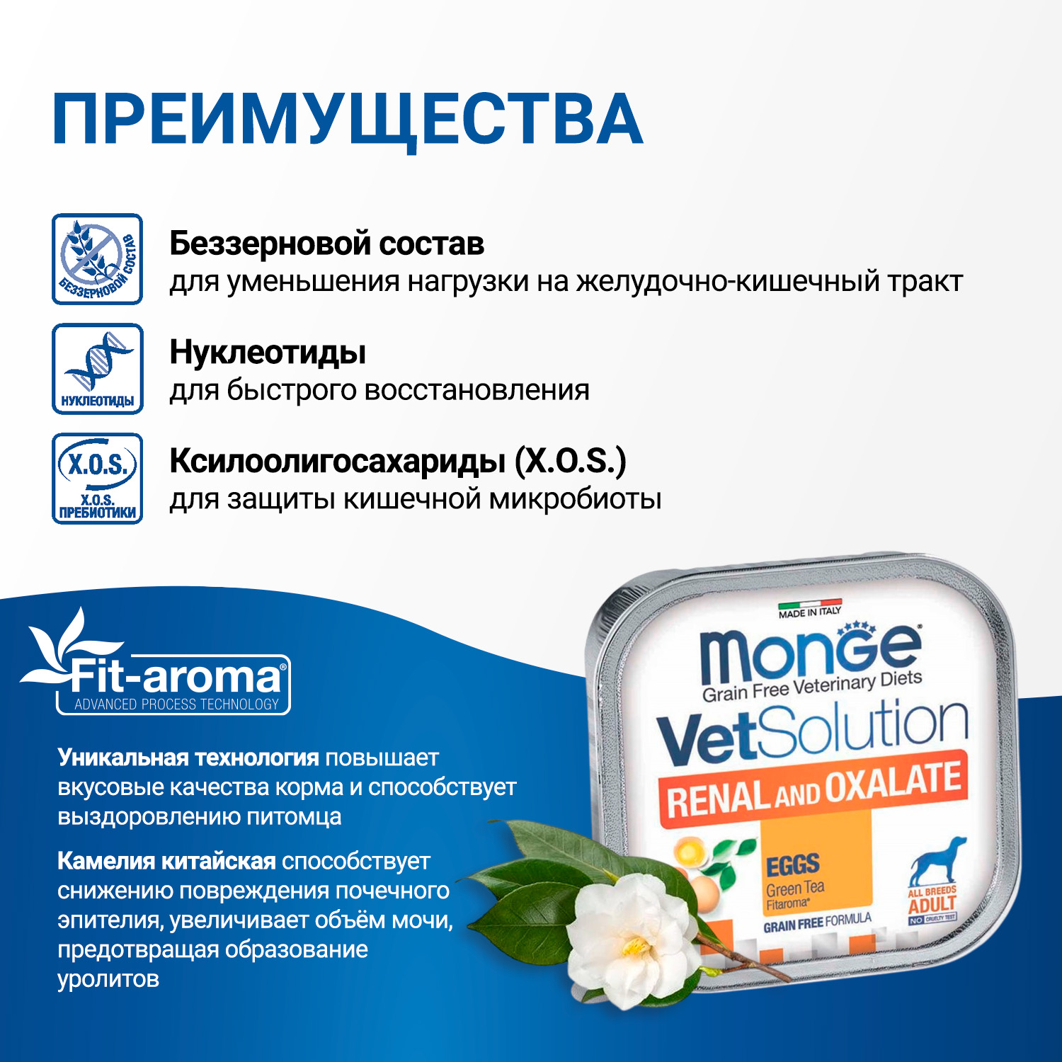 Диетический корм Monge VetSolution Dog Renal and Oxalate Ренал и Оксалат для собак при ХПН и профилактике образования уролитов оксалата кальция 150г