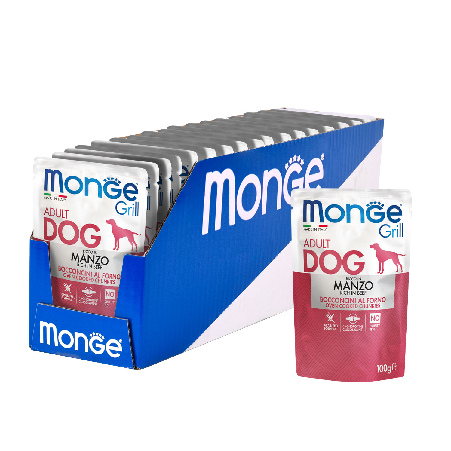 Влажный корм Monge Dog Grill для собак с говядиной, паучи 100 г