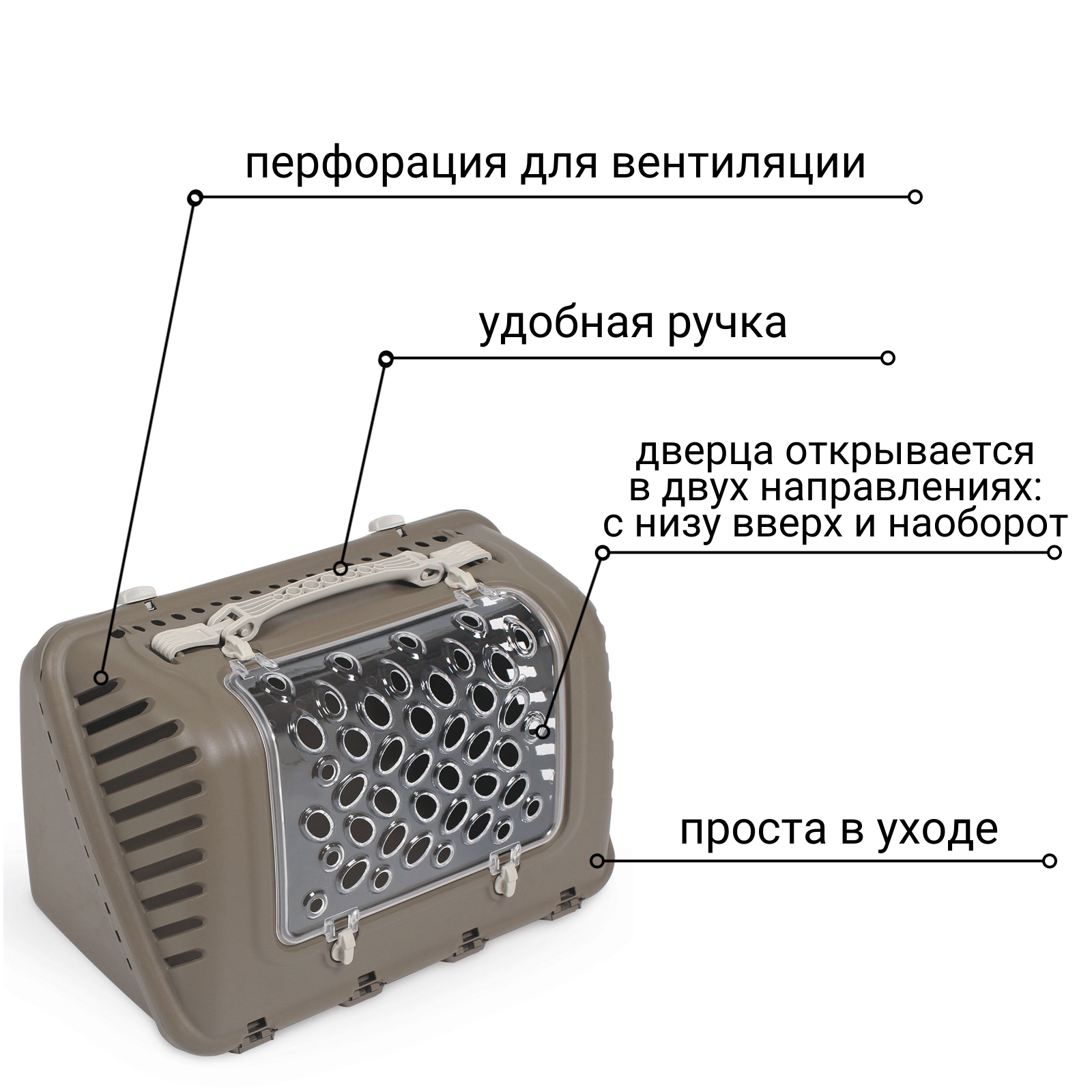 Переноска MPS P-BAG с плечевым ремнем, облегченная, 44,5x26,5x28см цвет коричневый