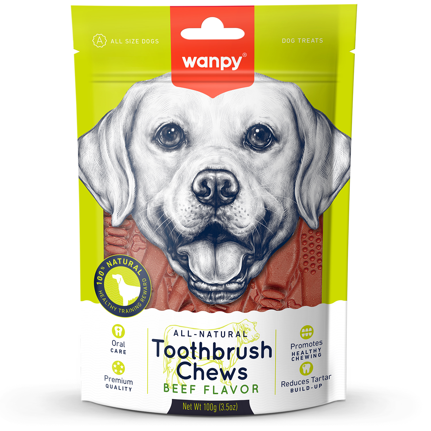 Wanpy Dog Лакомство для собак "Зубные щетки со вкусом говядины" 100 г