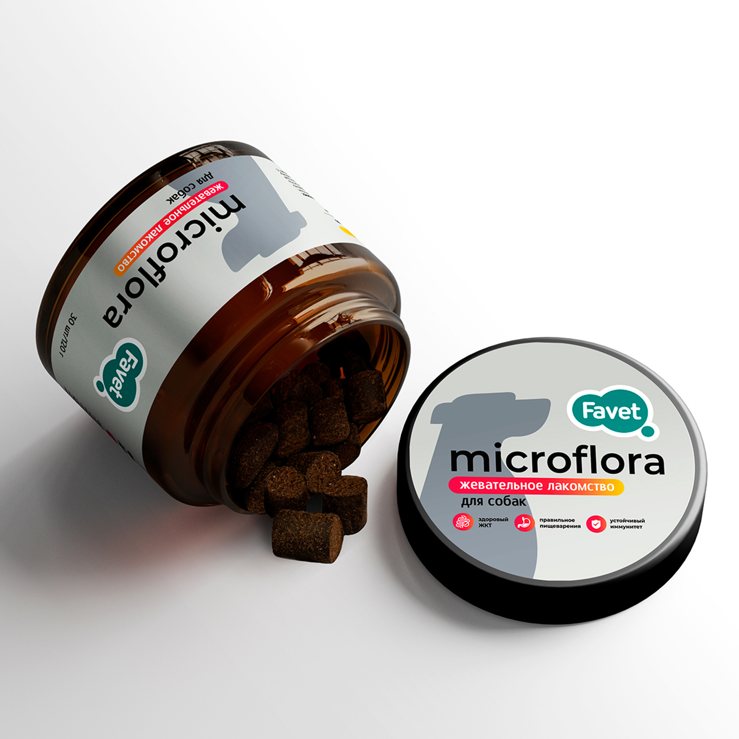 Favet Функциональное лакомство SuperFlora Soft Chews для пищеварительной системы для собак, 120г