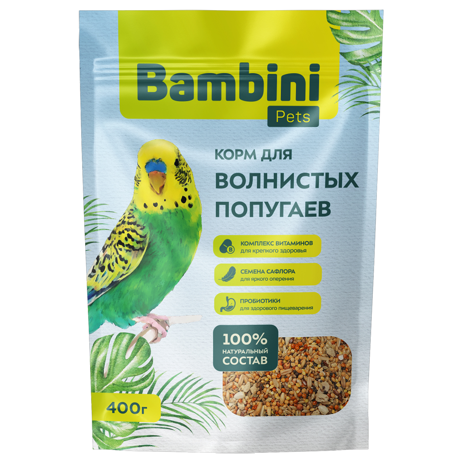 Корм Bambini Pets для волнистых попугайчиков, 400 г