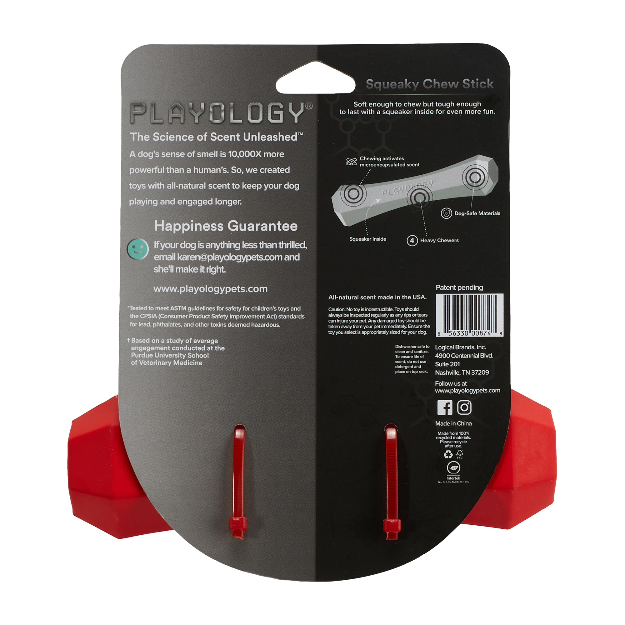 Playology  жевательная палочка SQUEAKY CHEW STICK для собак средних пород с ароматом говядины, средняя, цвет красный СКИДКА 50%