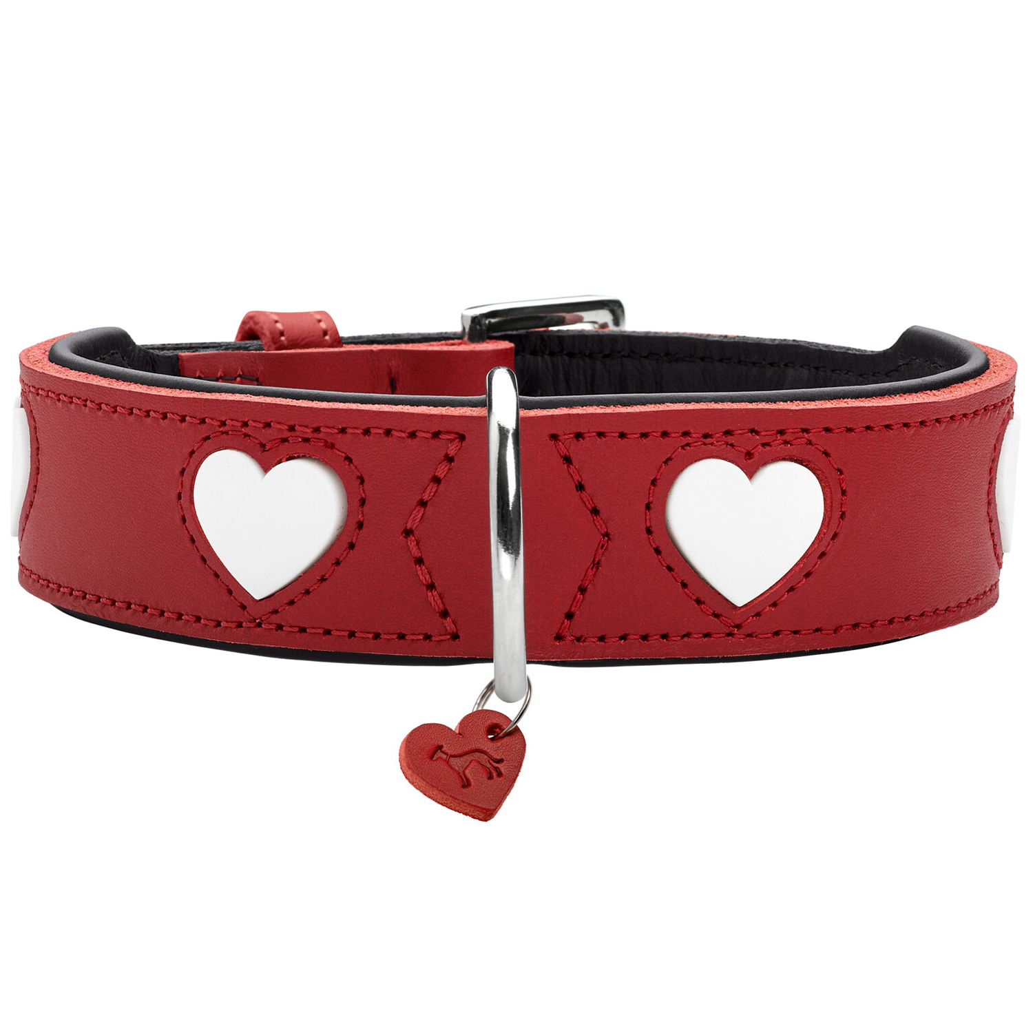 Hunter ошейник для собак Love S (35-43 см) натуральная кожа красный/белый СКИДКА 50%