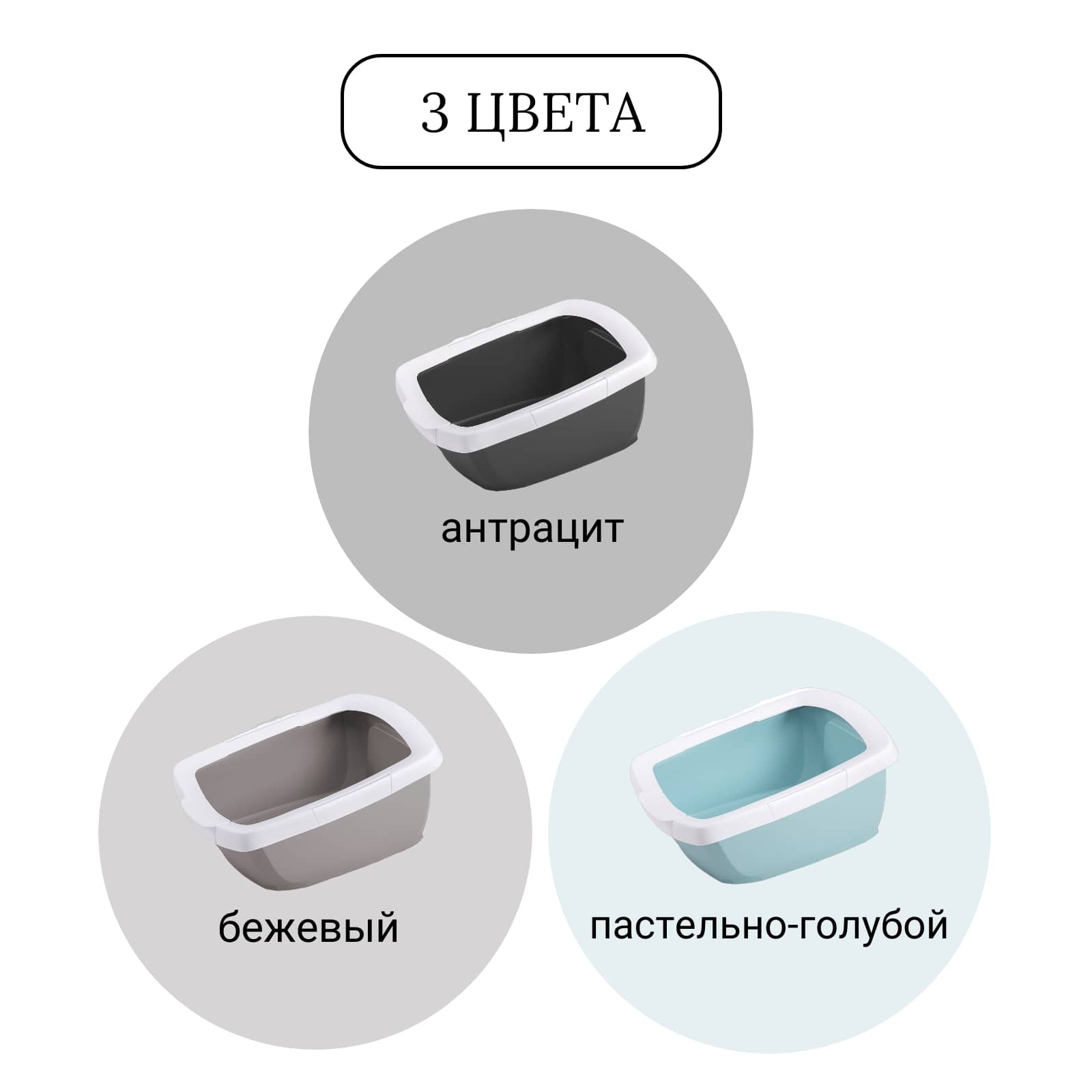 IMAC туалет-лоток для кошек FUNNY с высокими бортами 62х49,5х33h см, бежевый