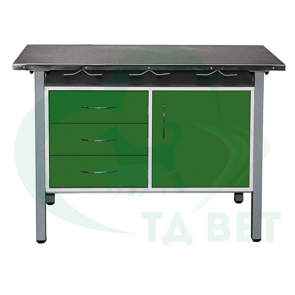 ТД ВЕТ Стол ветеринарный универсальный СВУ-3.07,столеш.нерж. сталь 1300х600х900 мм (фасад папоротник)