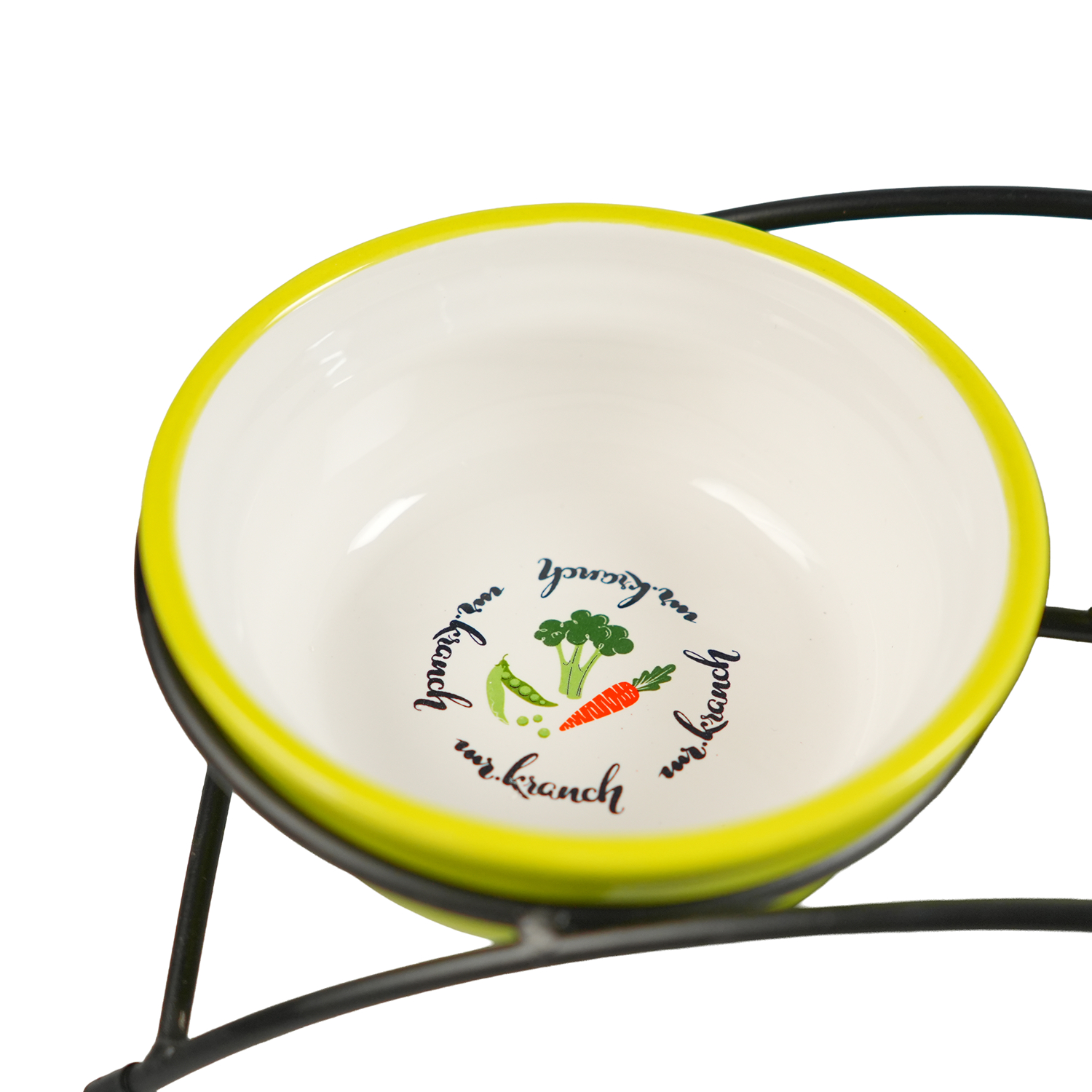 Миски Mr.Kranch на подставке для собак и кошек двойные 2x290 мл летние овощи салатовые