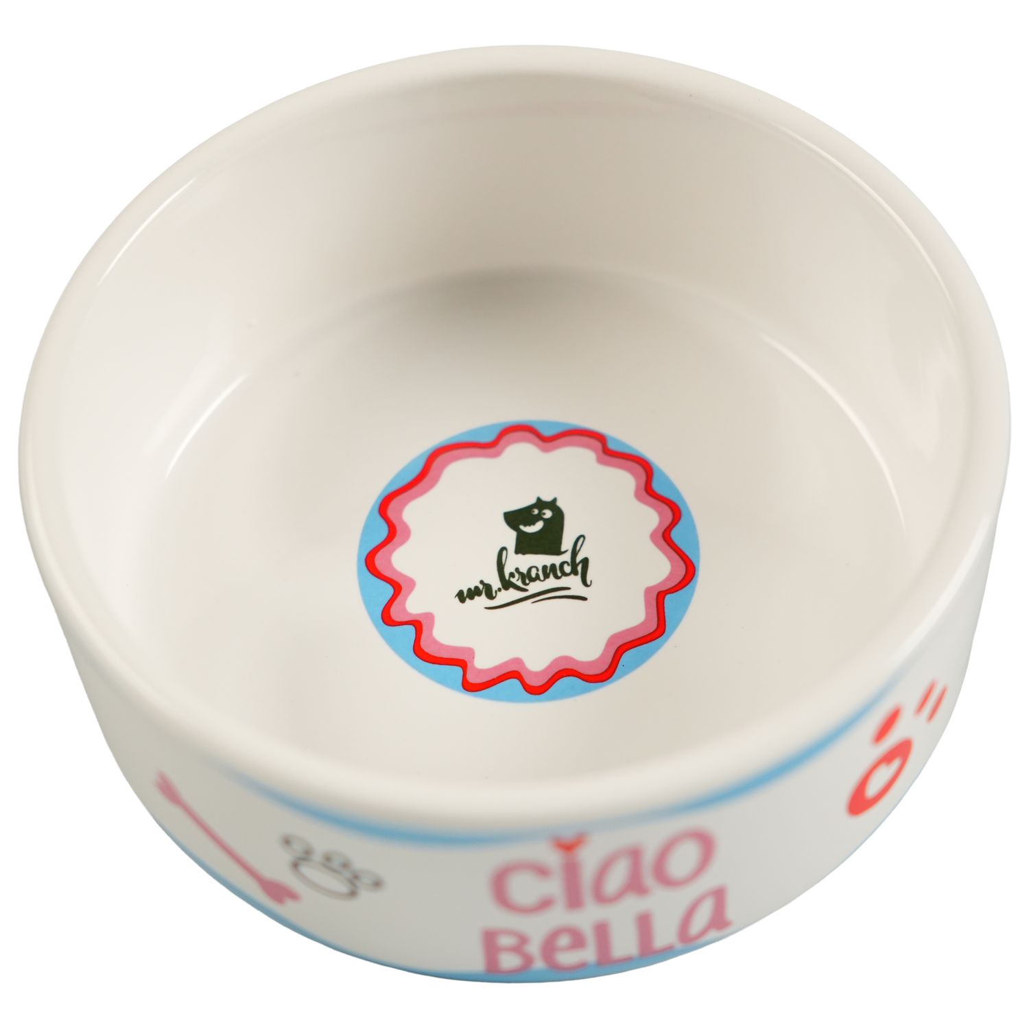 Миска Mr.Kranch керамическая для собак 420 мл Чао Белла голубая