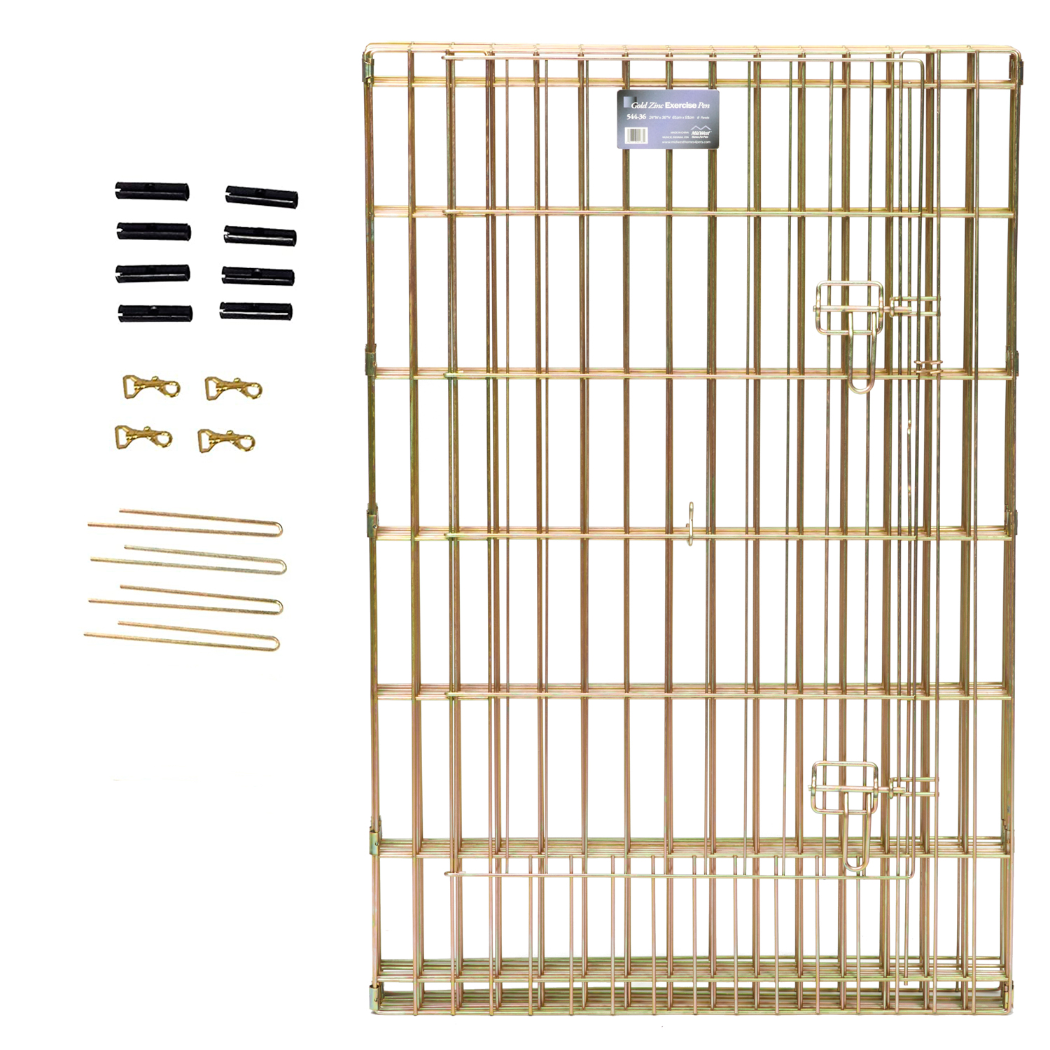 Вольер MidWest для собак 8 панелей 61х61h см, с дверью позолоченный цинк