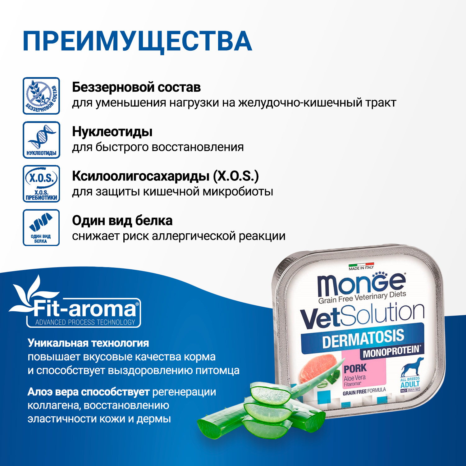 Диетический корм Monge VetSolution Dog Dermatosis Дерматозис для собак при заболеваниях кожи 150 г