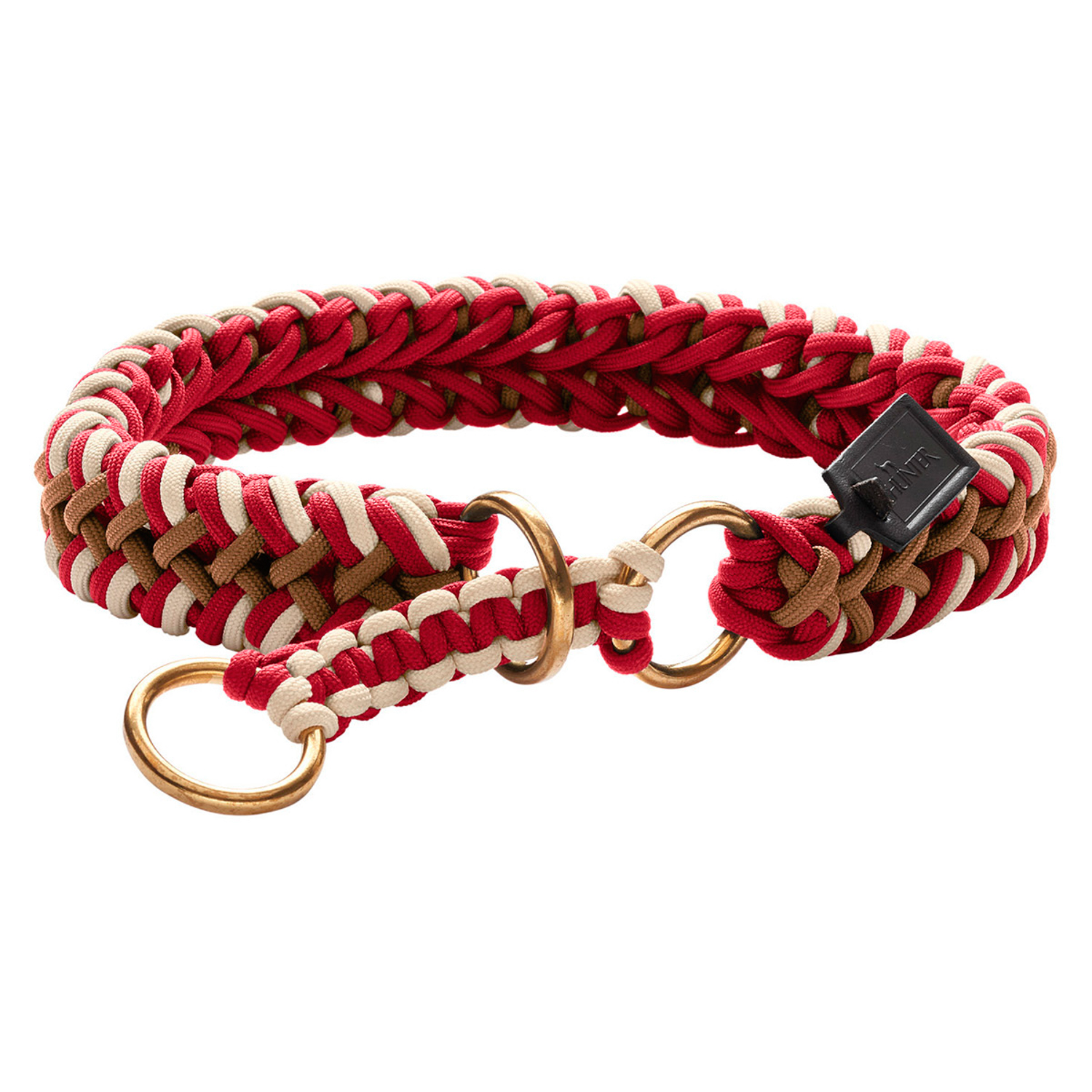 Hunter ошейник-удавка для собак Tinnum 50 / M-L красный с бежевым СКИДКА 50%