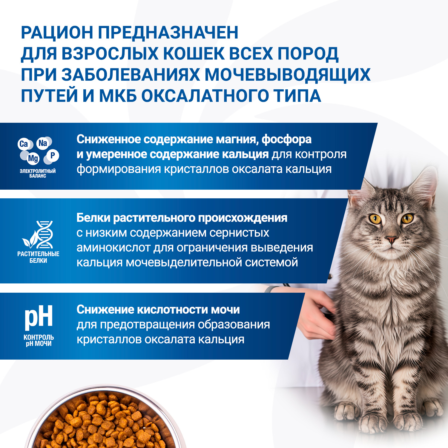 Диетический корм Monge VetSolution Cat Urinary Oxalate Уринари Оксалат для кошек при заболеваниях мочеполовой системы и оксалатном течении МКБ 1,5 к